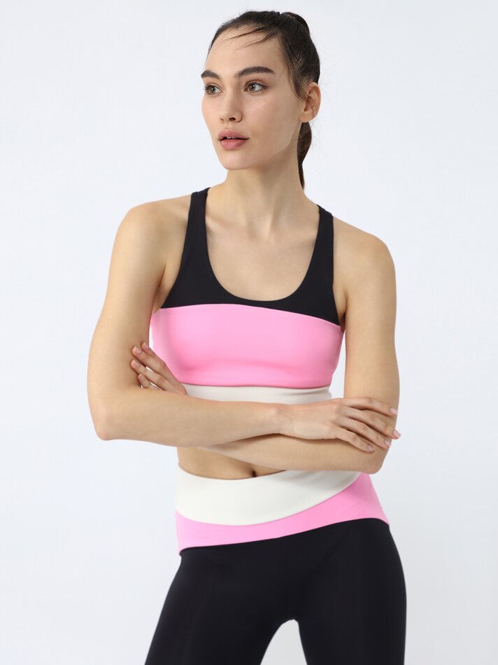 Top esportivo com blocos de cores - Fúcsia