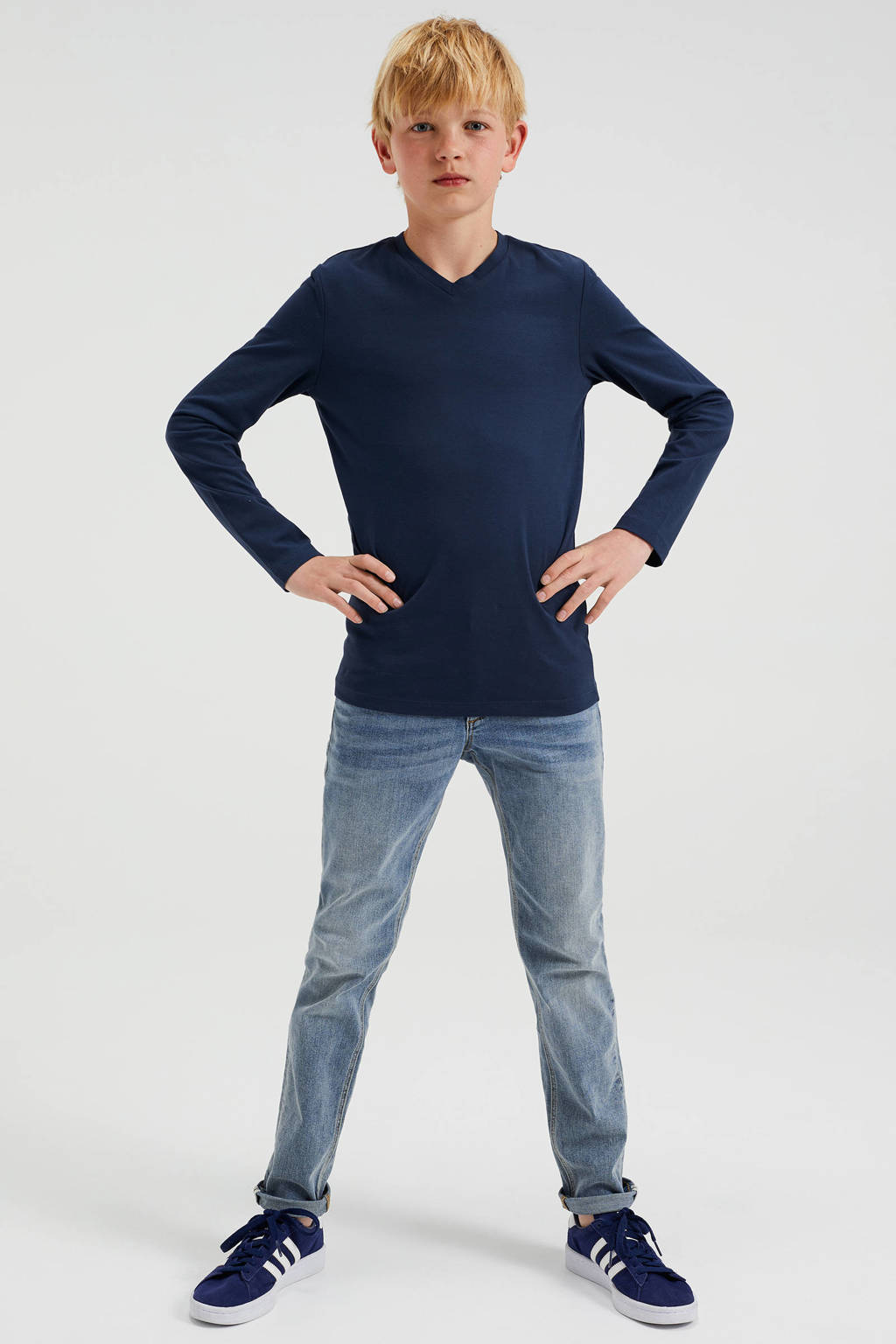 WE Fashion basic longsleeve donkerblauw