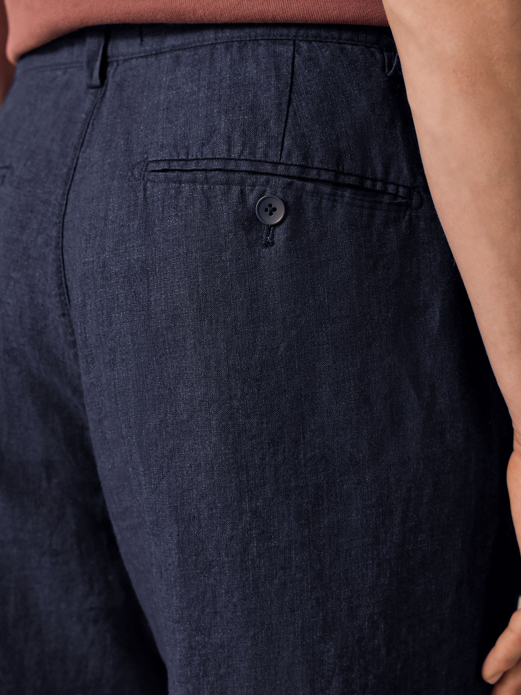 Marineblauw - 100% linnen Signature chino broek