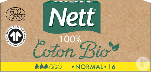 Nett 100% Coton Bio Tampons Digitaux Normal 16 Tampons