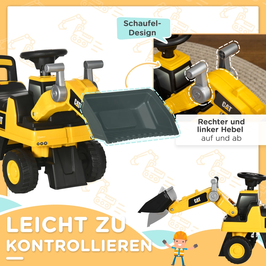 HOMCOM Sitzbagger mit Schaufel gelb