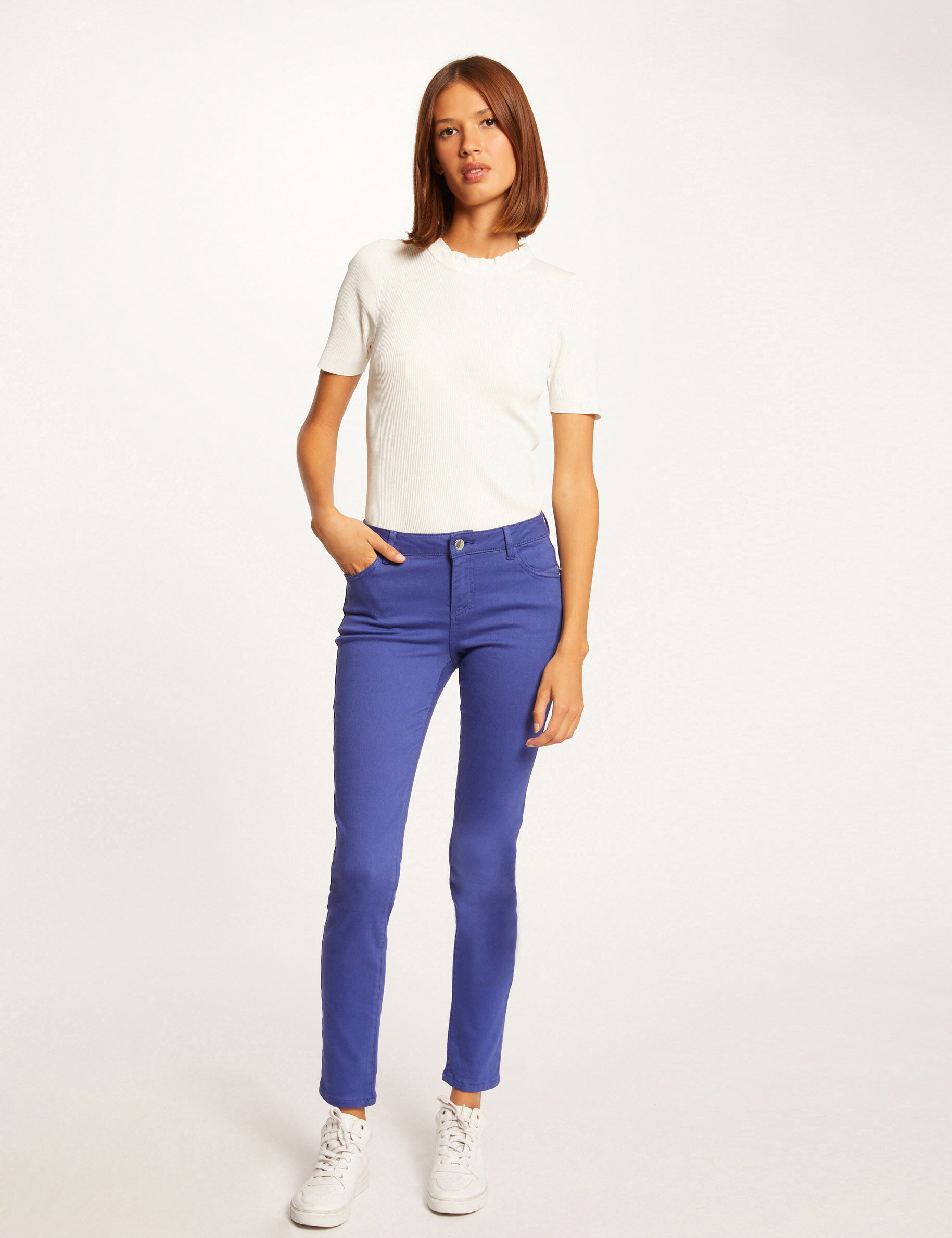 Pantalon skinny taille basse violet femme - violet