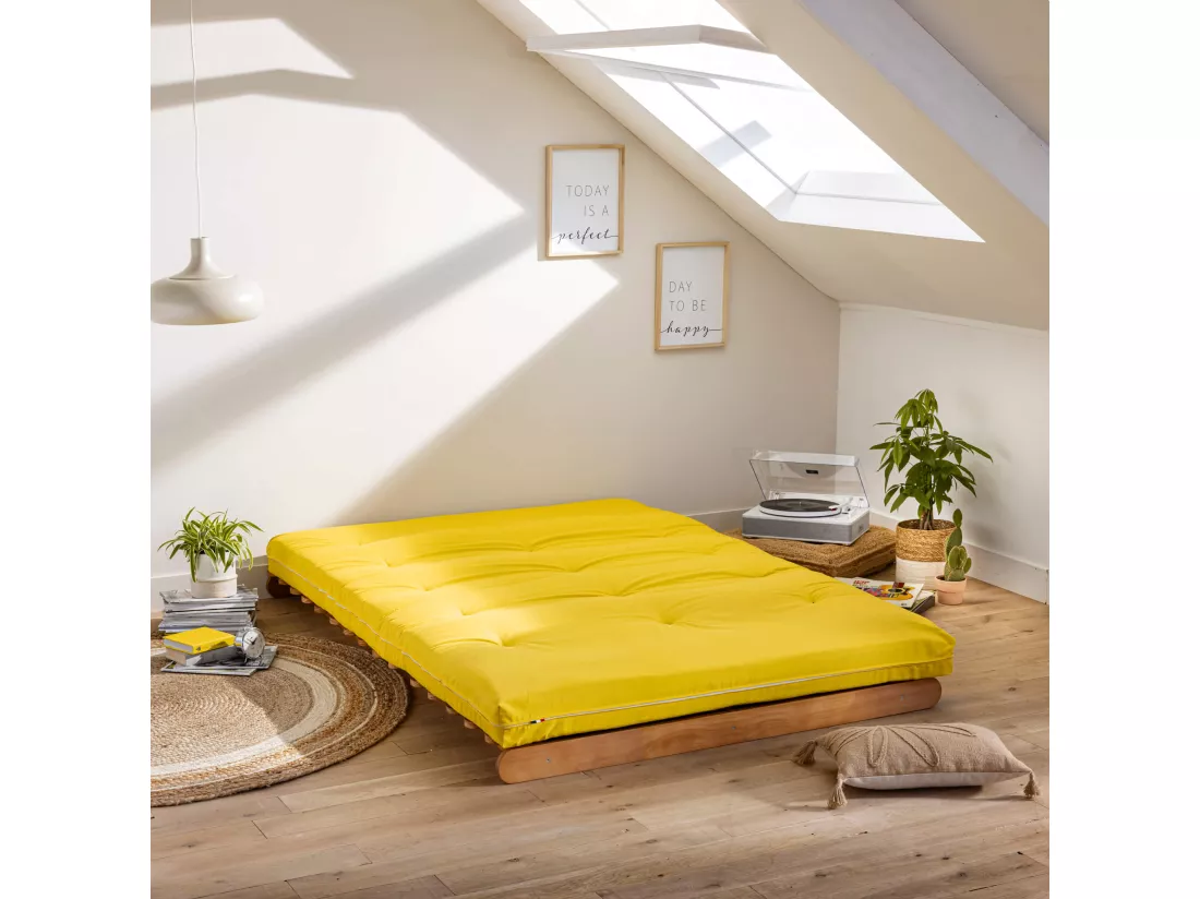 Matelas futon ocre en coton 90x190