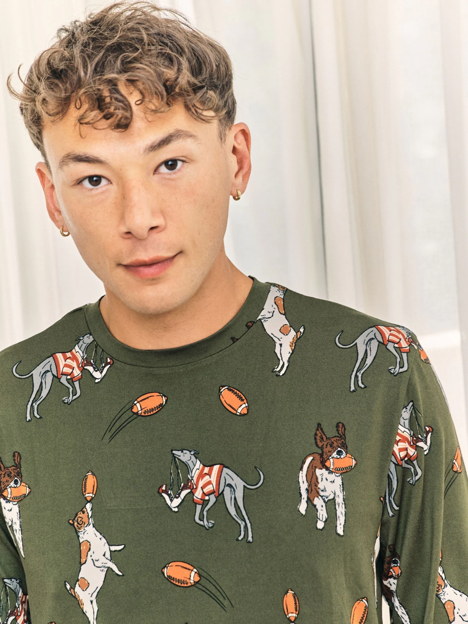 Chelsea Peers Rugby Dogs Print Long Pyjamas Set