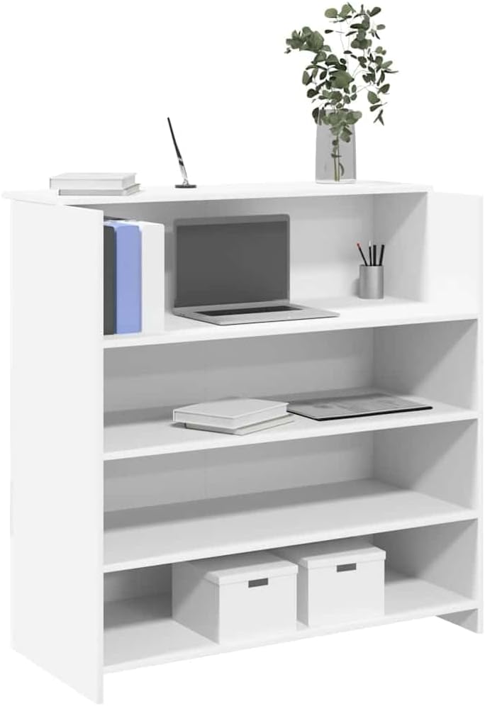 Refined Empfangstheke Salon Kassentheke Empfangstisch Büro Empfangstresen Weiß 100 x 50 x 103,5 cm Holzwerkstoff