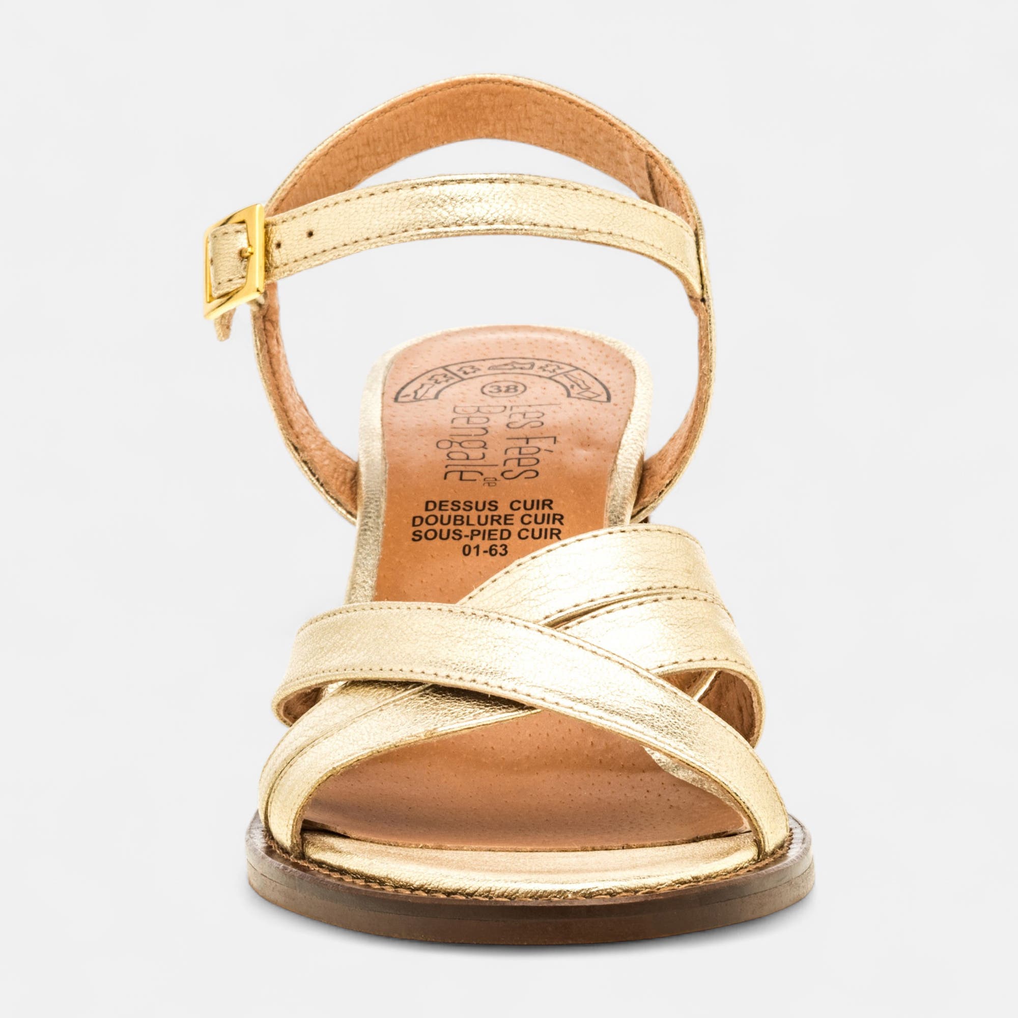 Nu-pieds à talon Femme en cuir or