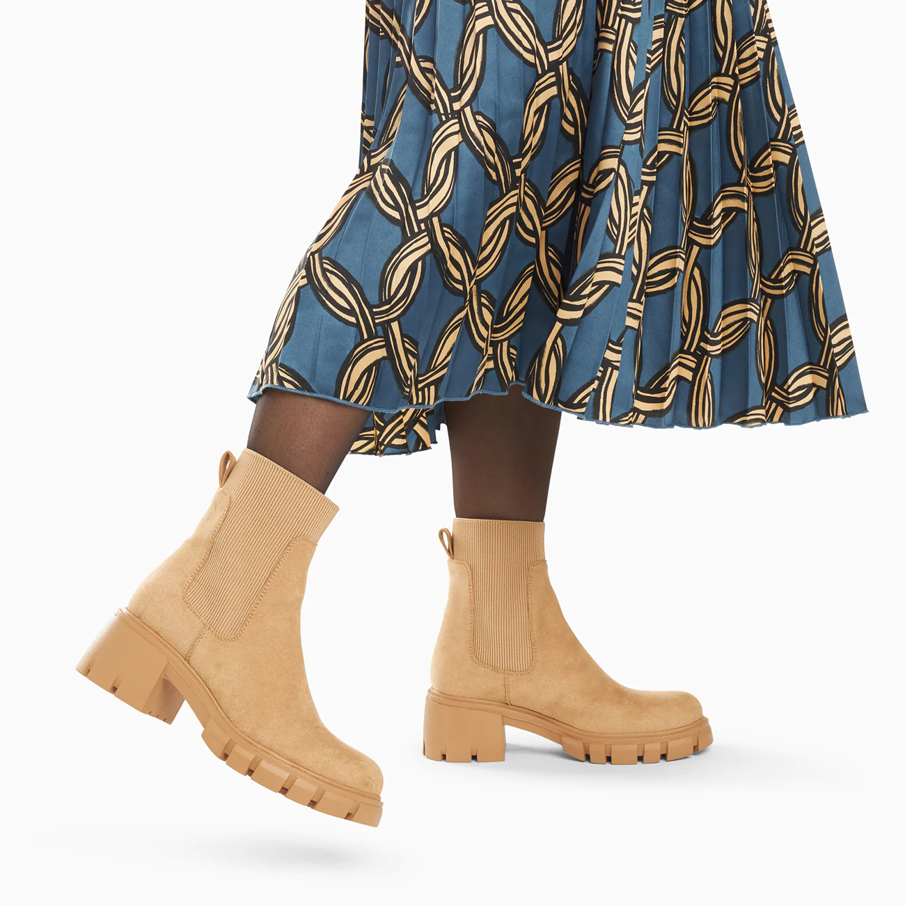 Bottines-Bottines Chelsea Valérie beige à talon cranté