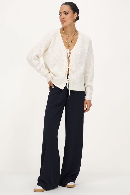Donkerblauwe wide leg pantalon