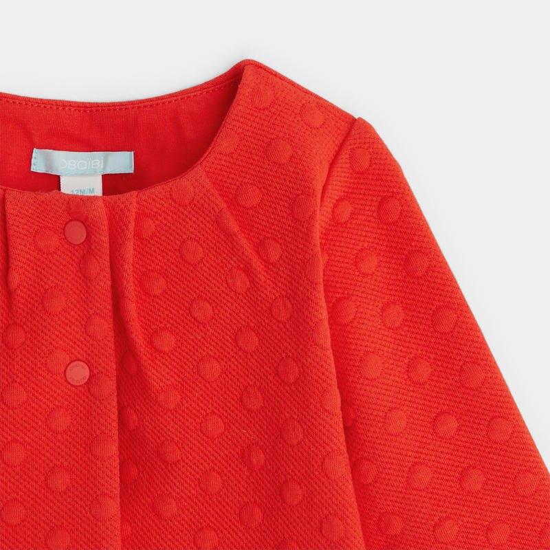 Gilet coton à pois rouge bébé fille Rouge