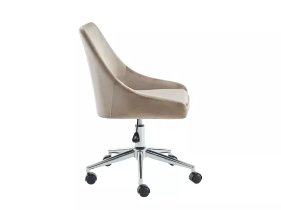 Chaise de bureau MASURIE - Velours - Beige - Hauteur ajustable