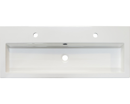 Sanox Rechte dubbele badkamermeubel, BxHxD 100 x 55 x 40 cm, frontkleur beton antraciet, met witte gegoten mineraalwastafel, greep chroom-glans, 84715841
