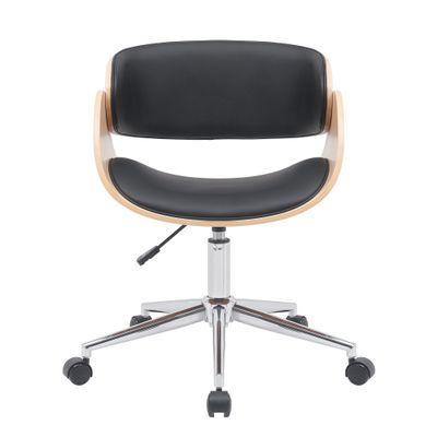 Chaise JUNON - Bois multiplis imitation chêne clair et polyuréthane noir