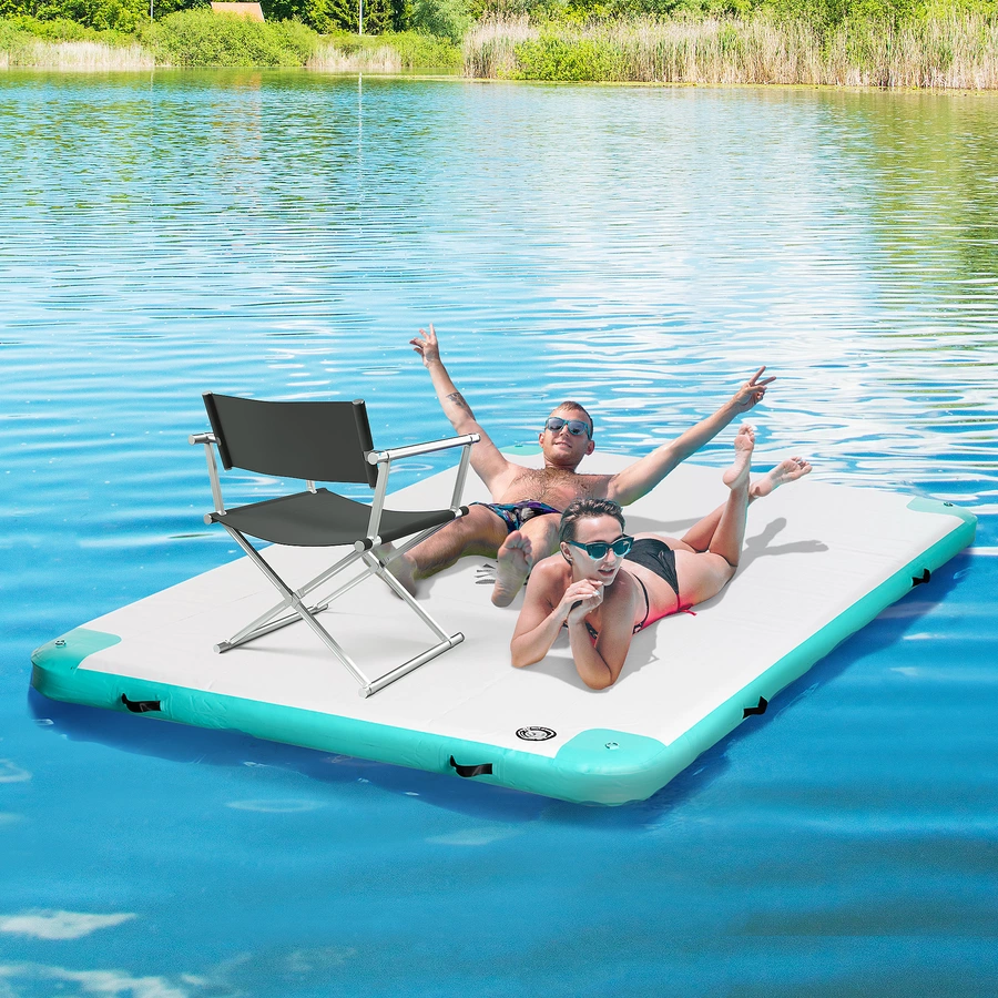 Outsunny Badeinsel mit Aufblasfunktion weiß
