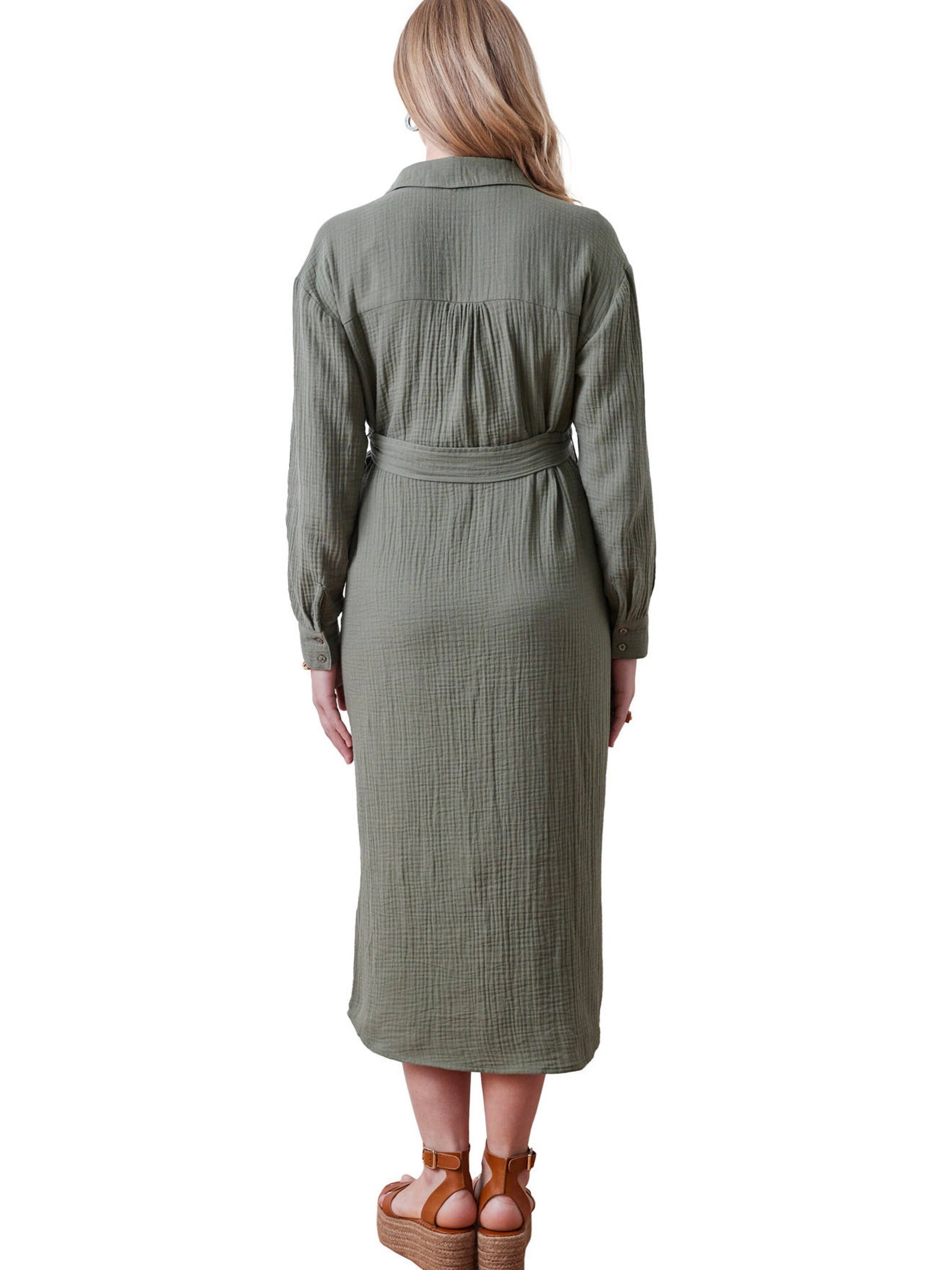 Vertbaudet Hemdblusenkleid aus Musselin, Schwangerschaft & Stillzeit olivgrün