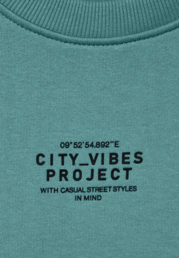 Pullover mit Wording - turquoise green