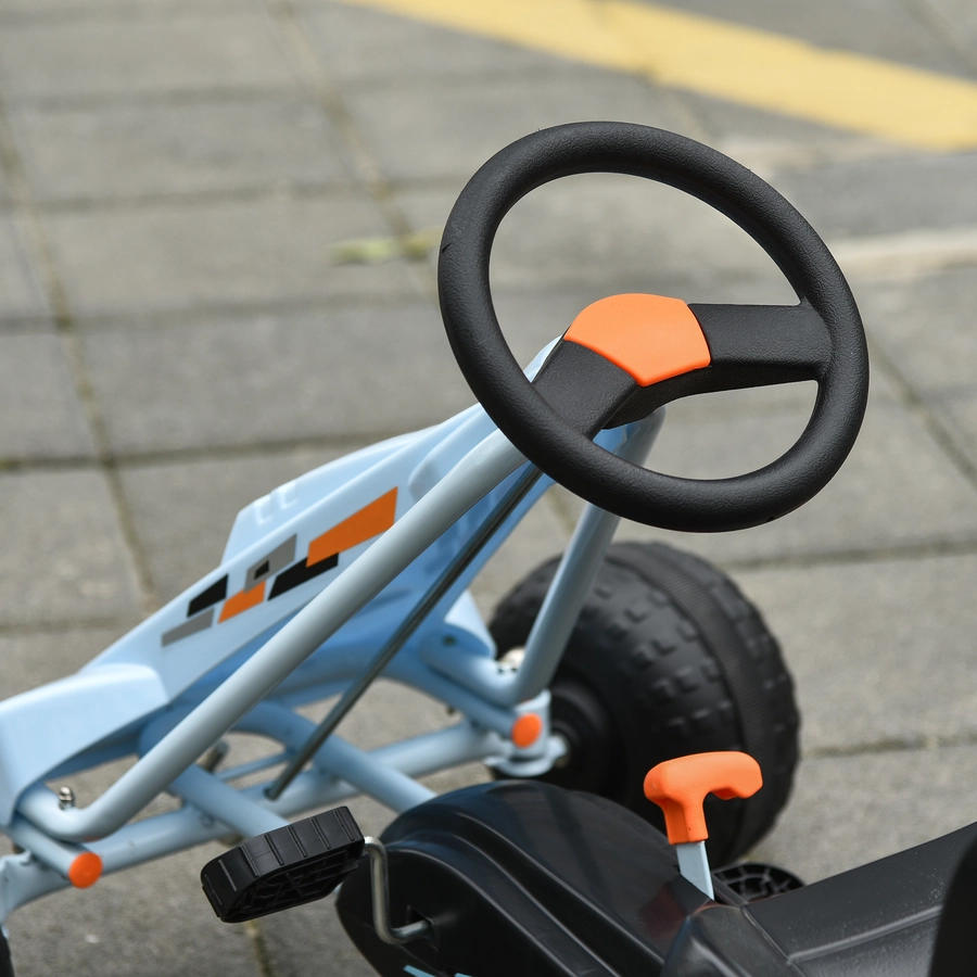 HOMCOM Kinder Go-Kart mit Handbremse hellblau