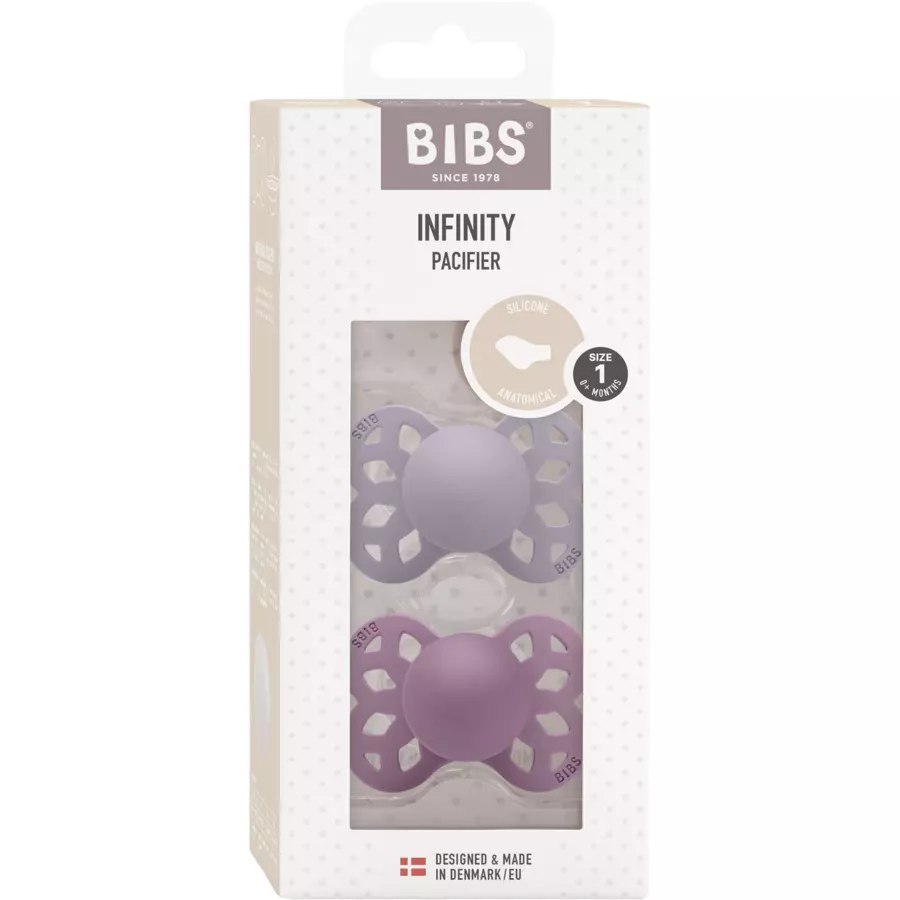 BIBS® Schnuller Infinity anatomischer Sauger 0-6 Monate Fossil Grey & Mauve 2 Stk.