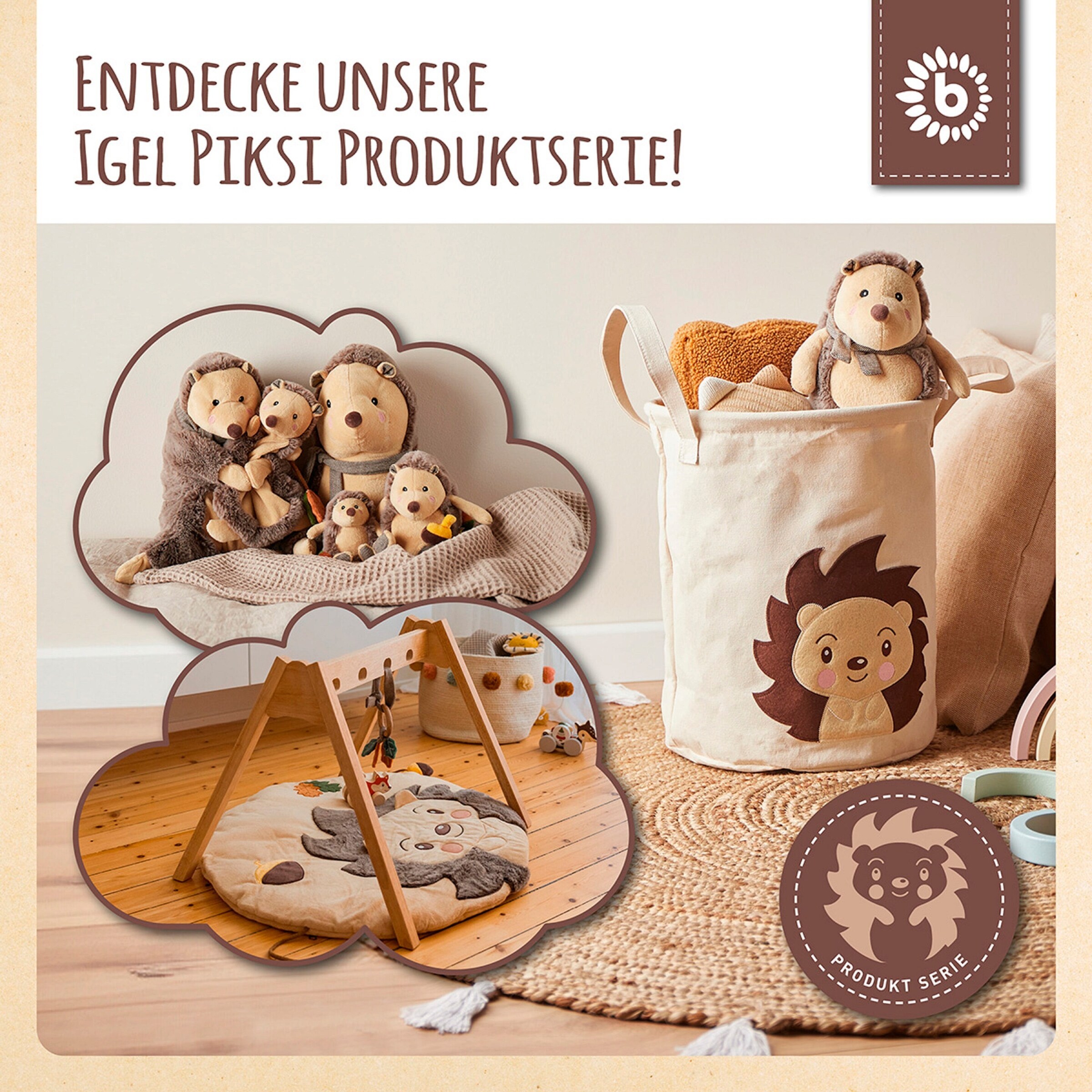 Bieco Aufbewahrungsbox Kinder Igel Piksi Braun