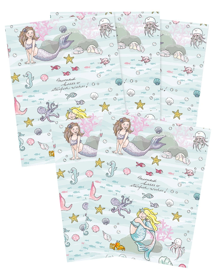 Geschenkpapier MEERJUNGFRAU (69x49 cm) 5er-Set in bunt