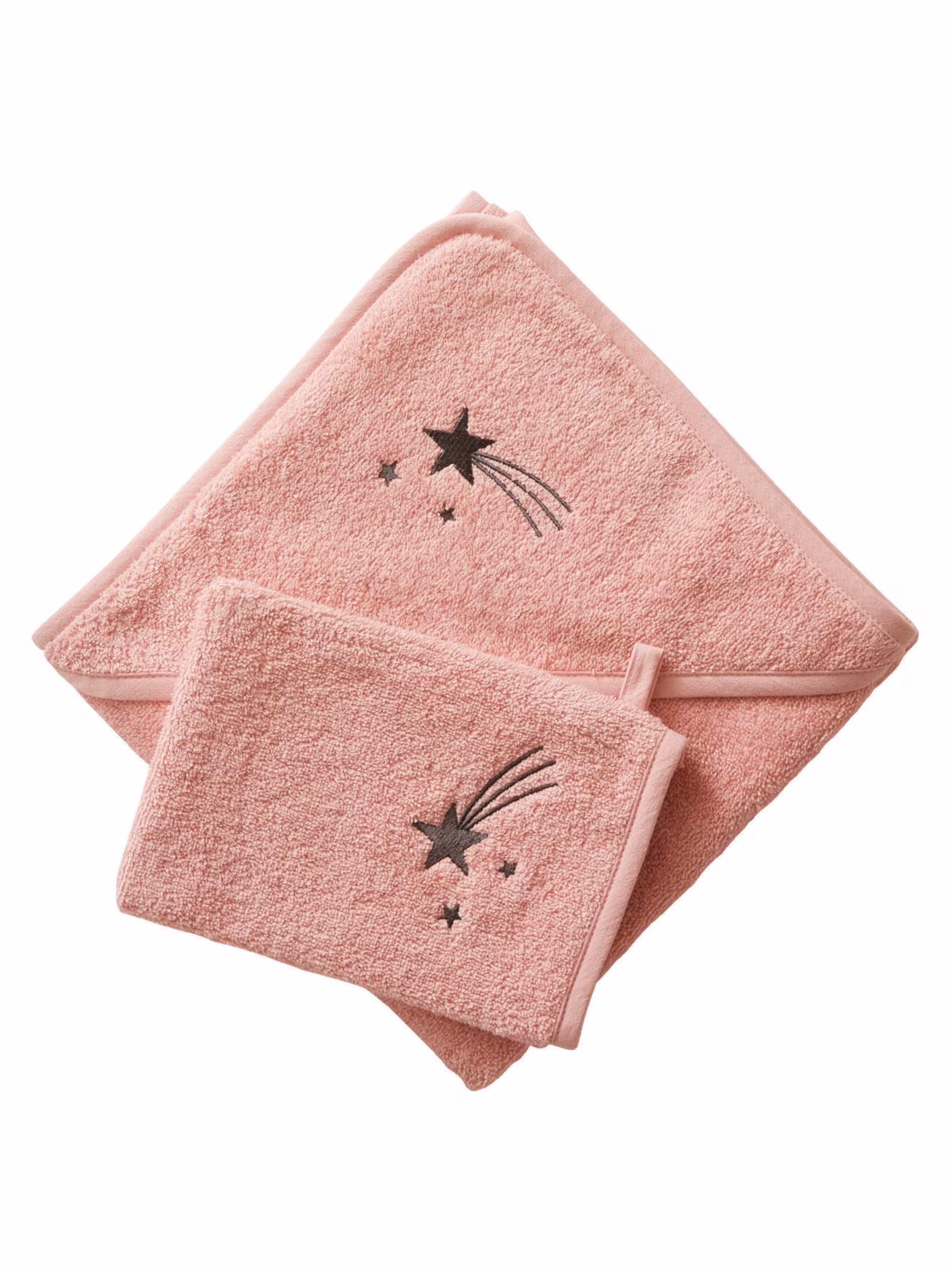 Vertbaudet Baby Kapuzenbadetuch & Waschhandschuh zartrosa