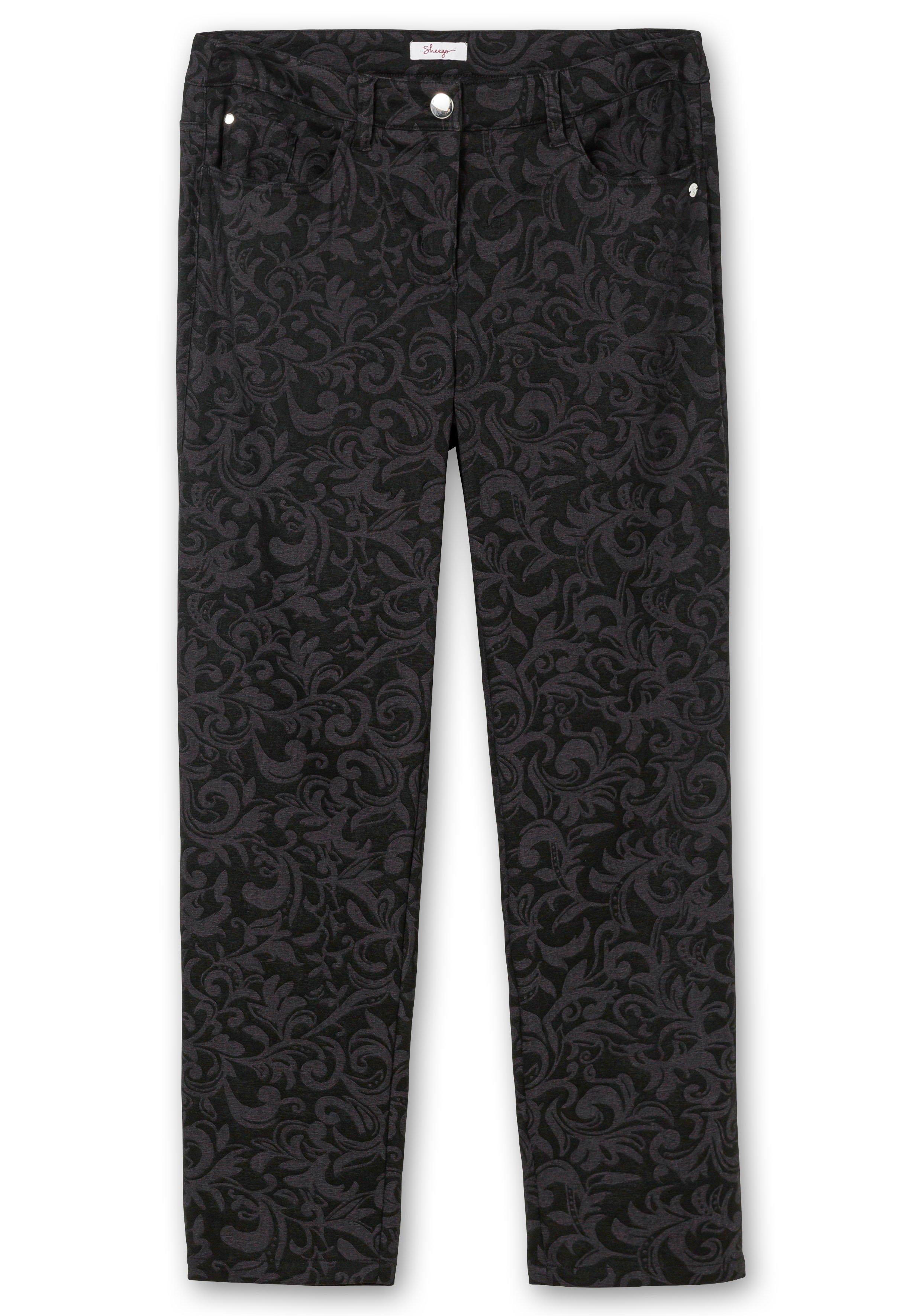Schmale Hose mit tonigem Jacquardmuster