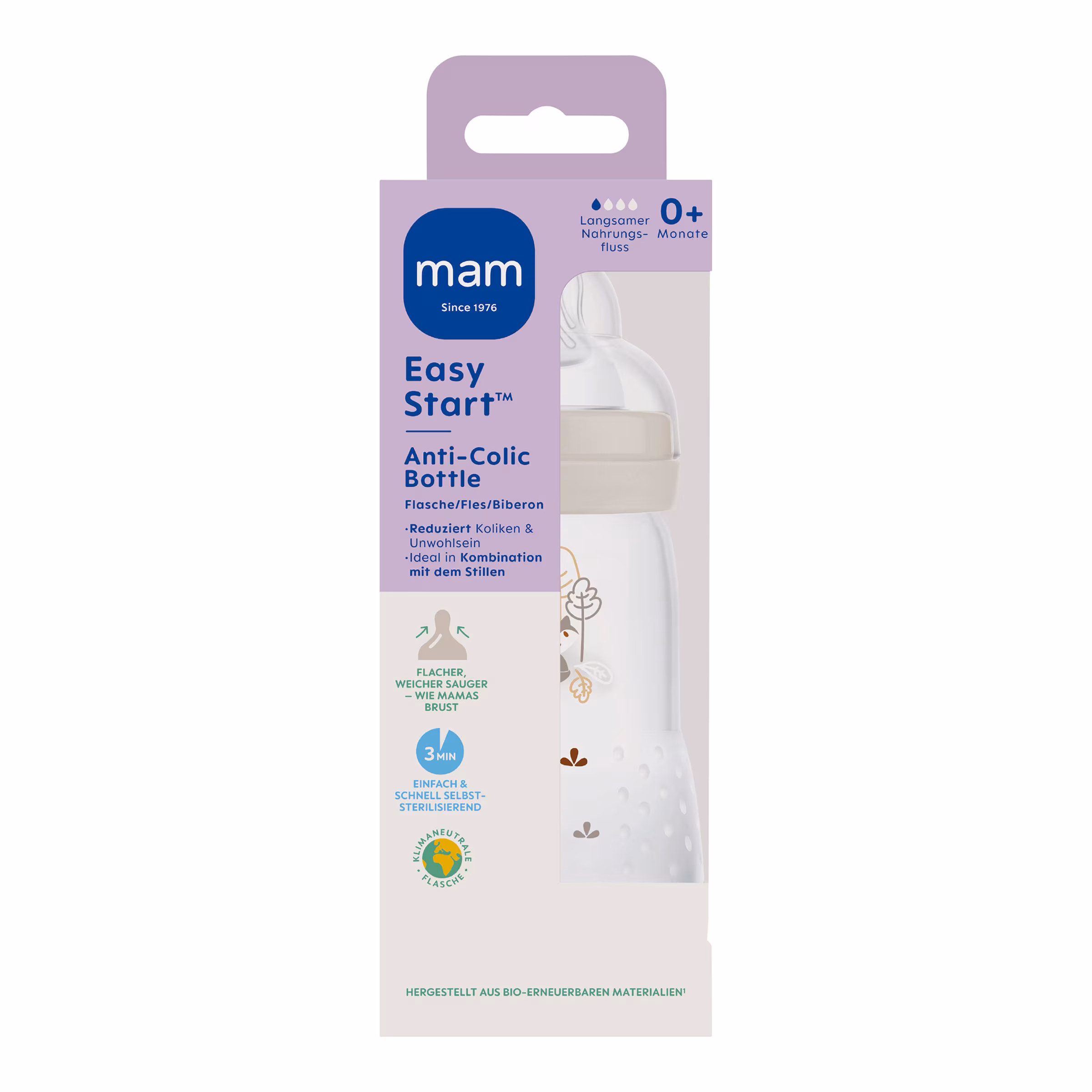 MAM Babyflasche Easy Start matt, Anti-Kolik, 260 ml, ab 0M uni