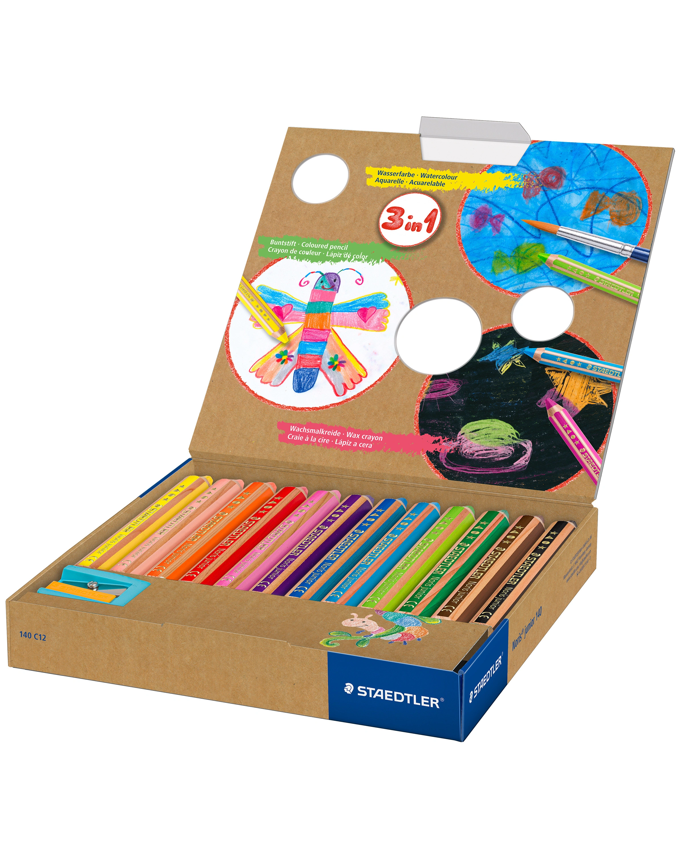 140 C12 buddy-Buntstifte 3 in 1 mit 12 Farben