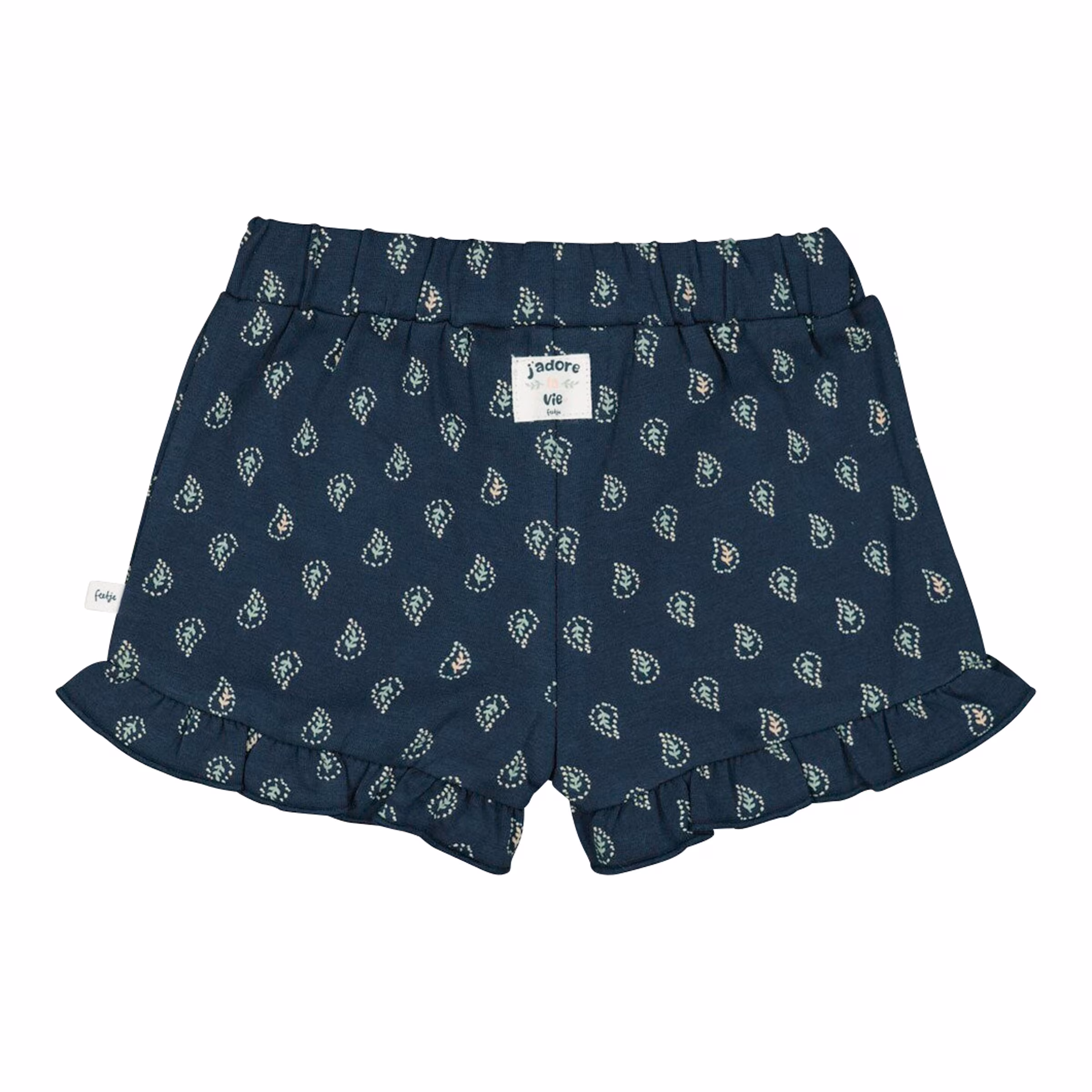 Feetje Krepp-Hosenrock Paisley Volant marine