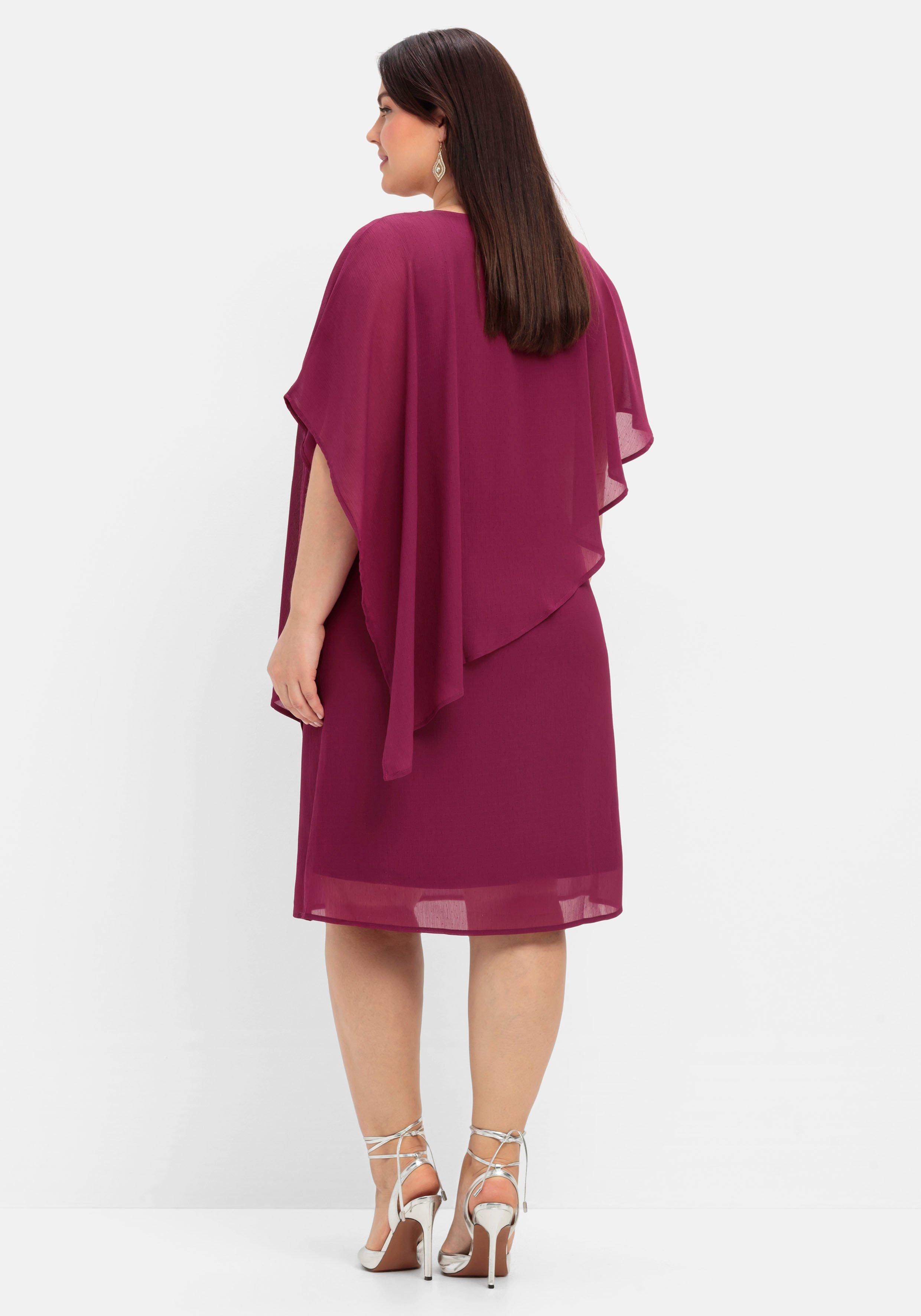 Cocktailkleid mit asymmetrischem Cape, aus Chiffon