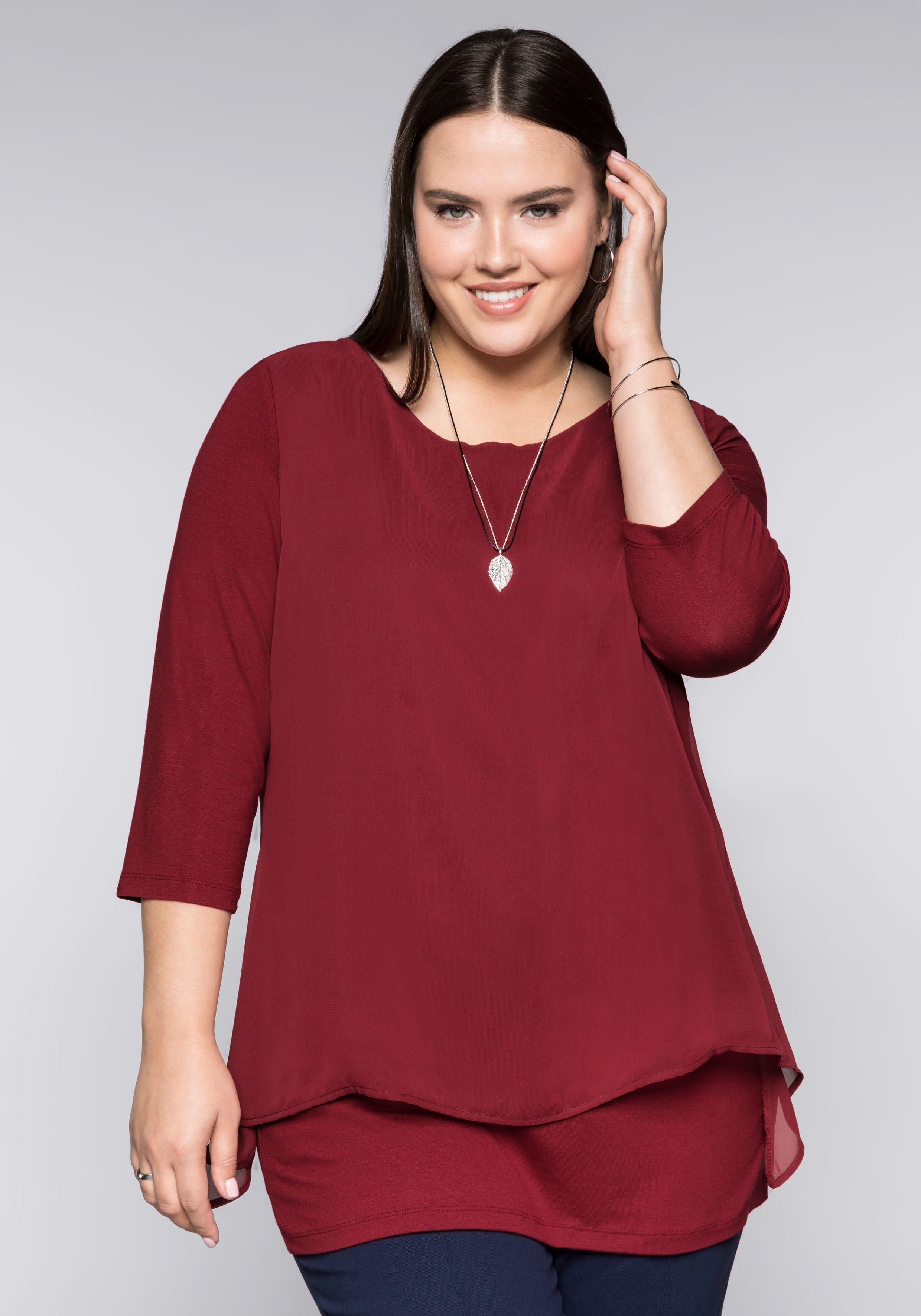 Blusenshirt in leichter A-Linie mit Zipfelsaum