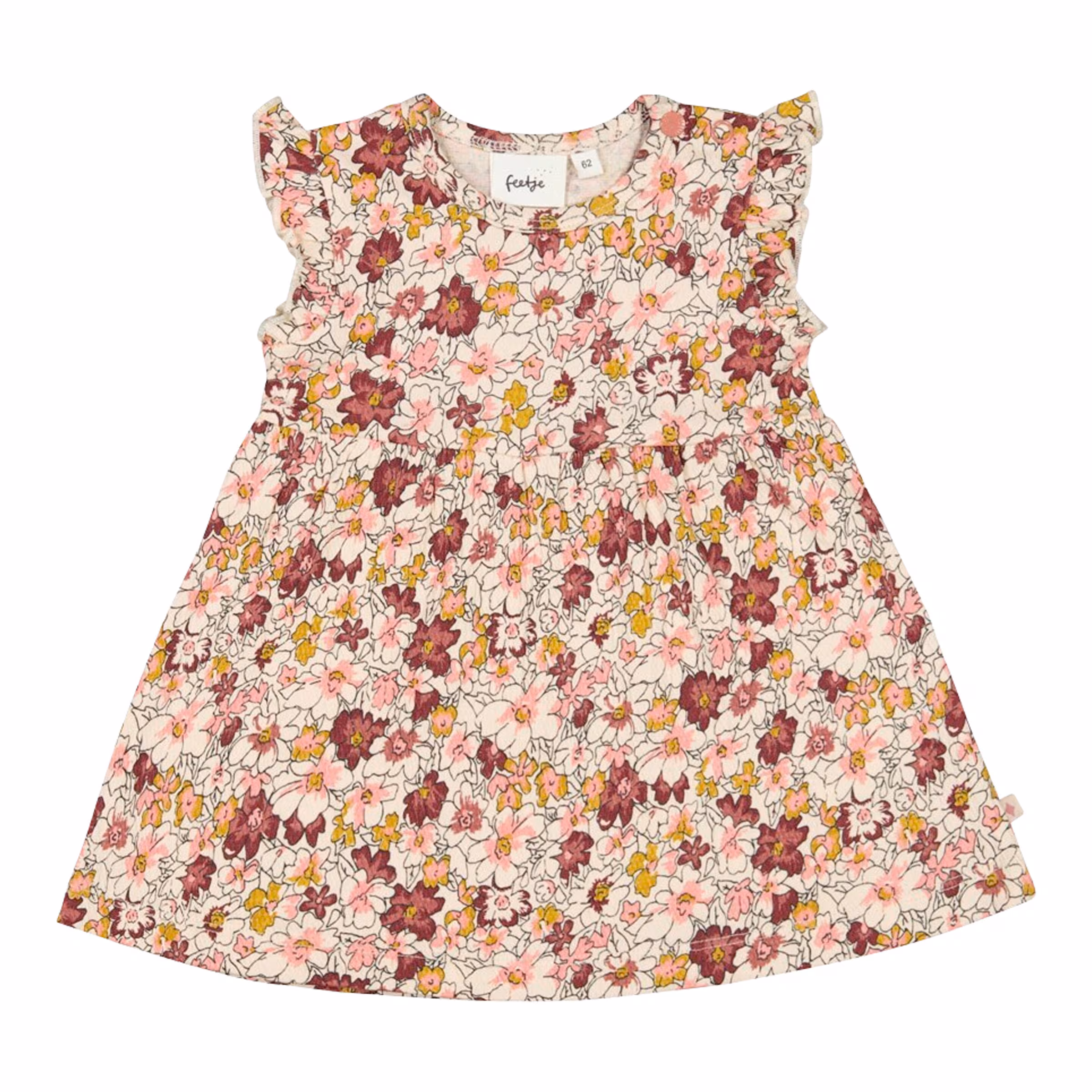 Feetje Krepp-Kleid Flügelarm Blumen bunt