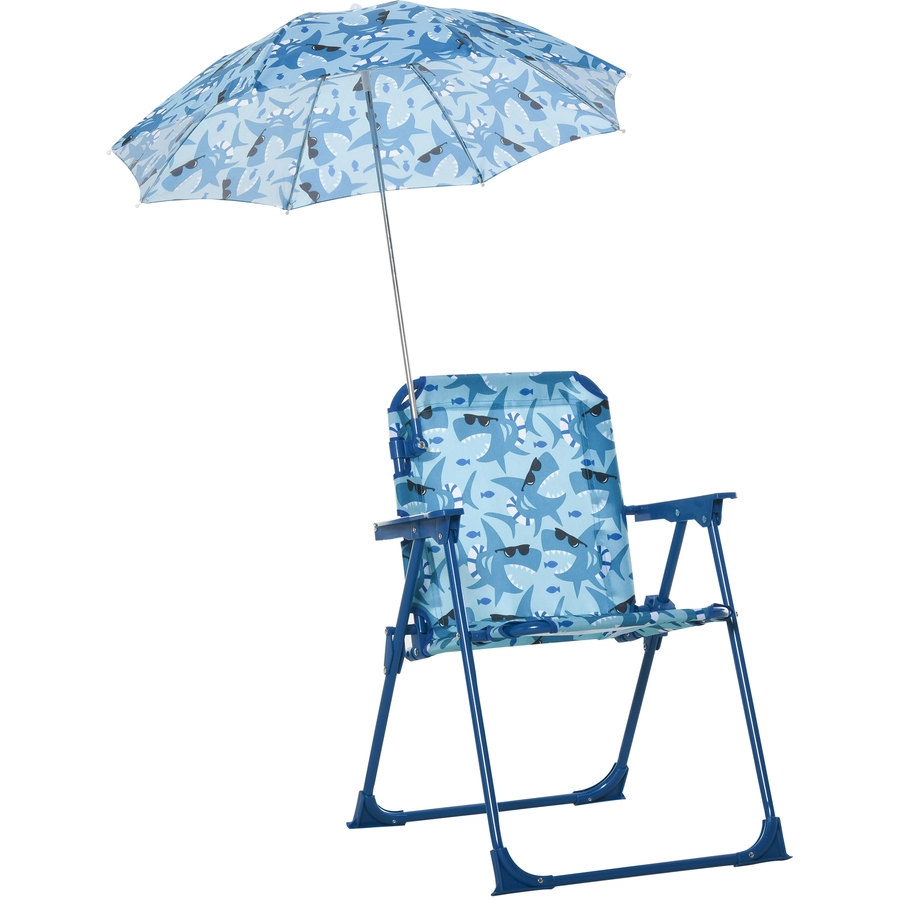 Outsunny Kinder-Campingstuhl mit Sonnenschirm blau