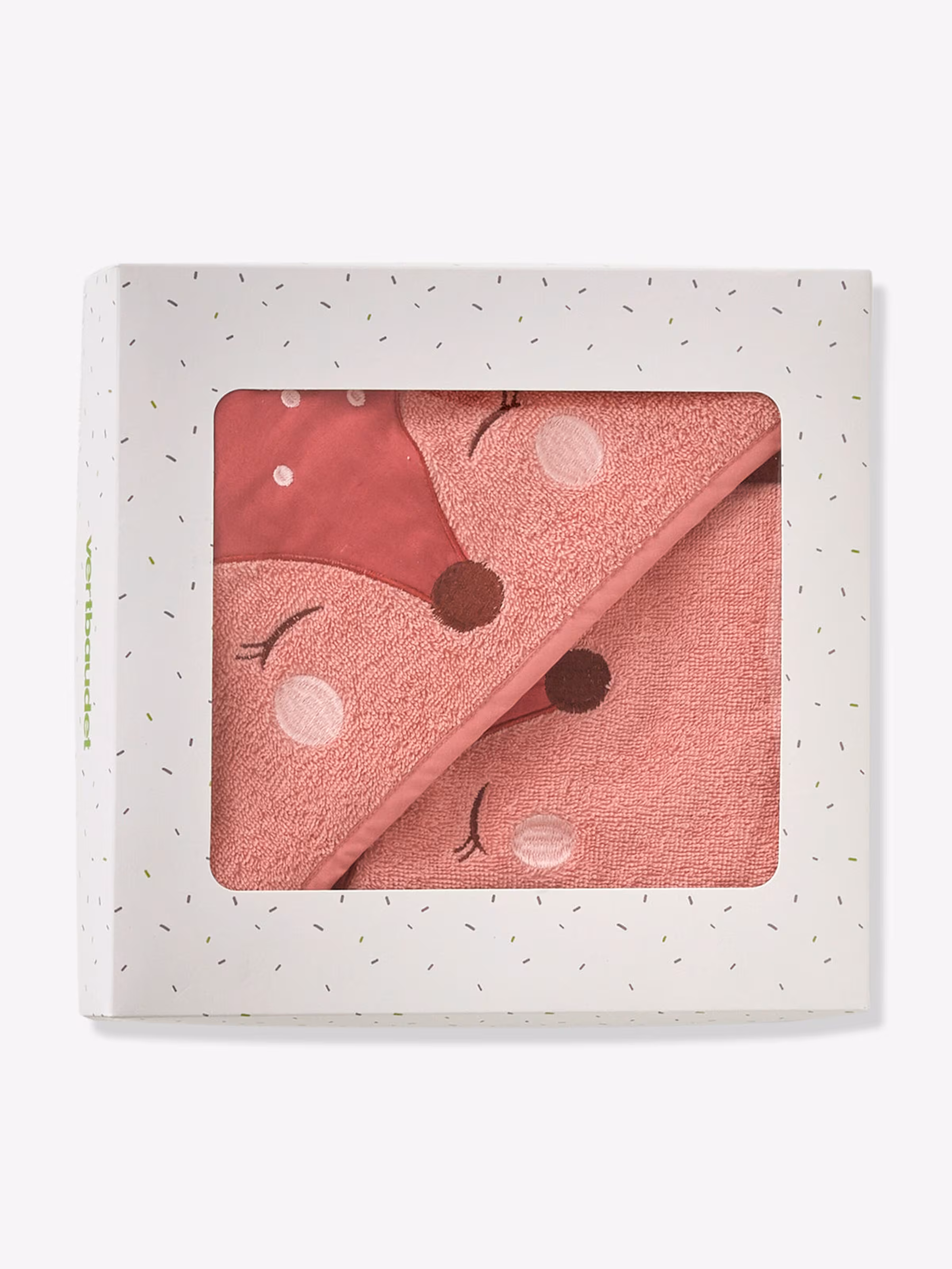 Vertbaudet Baby-Set: Badetuch und Waschhandschuh REH rosa/reh