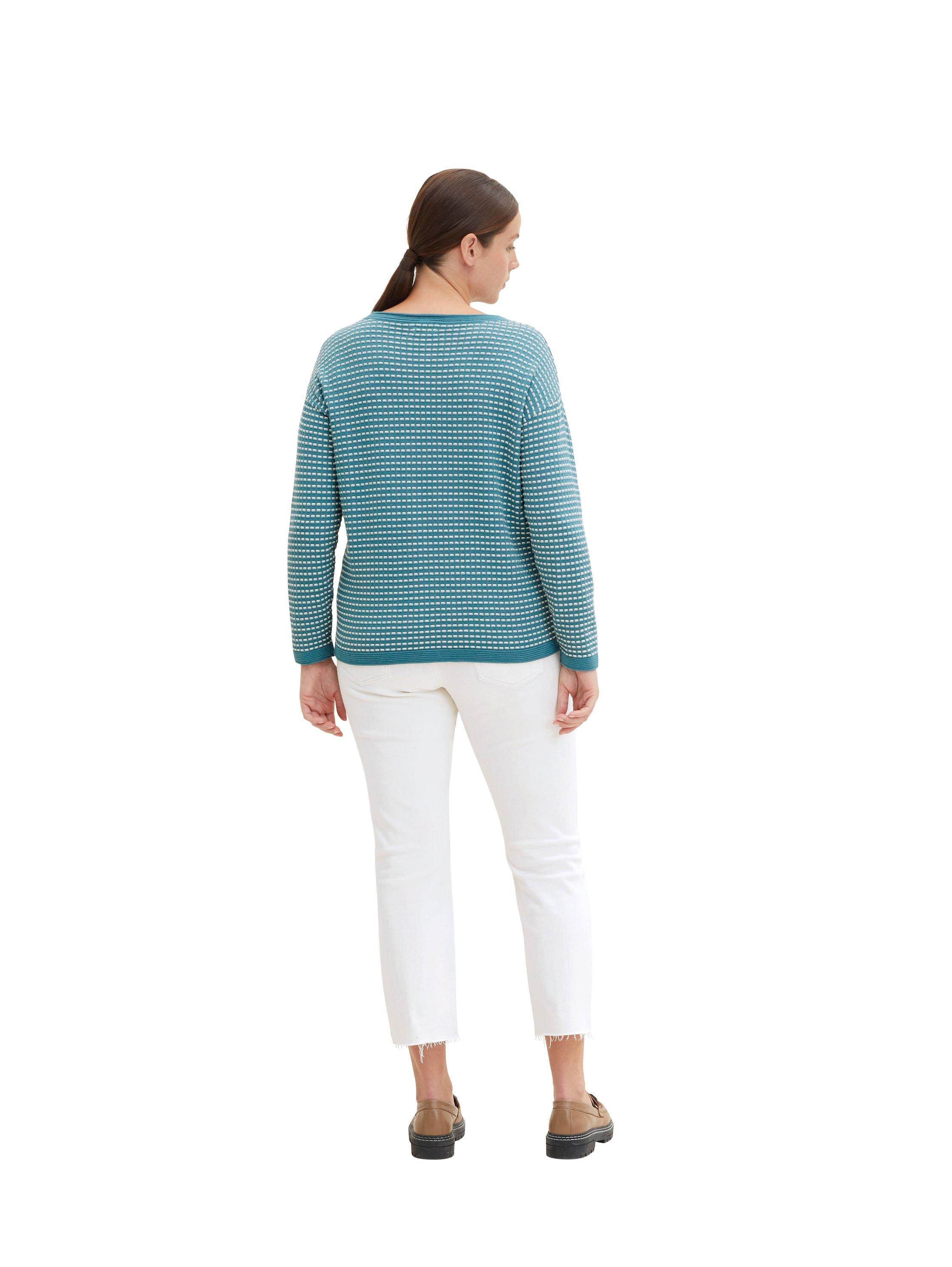 Pullover in Kontraststruktur mit Rippbündchen