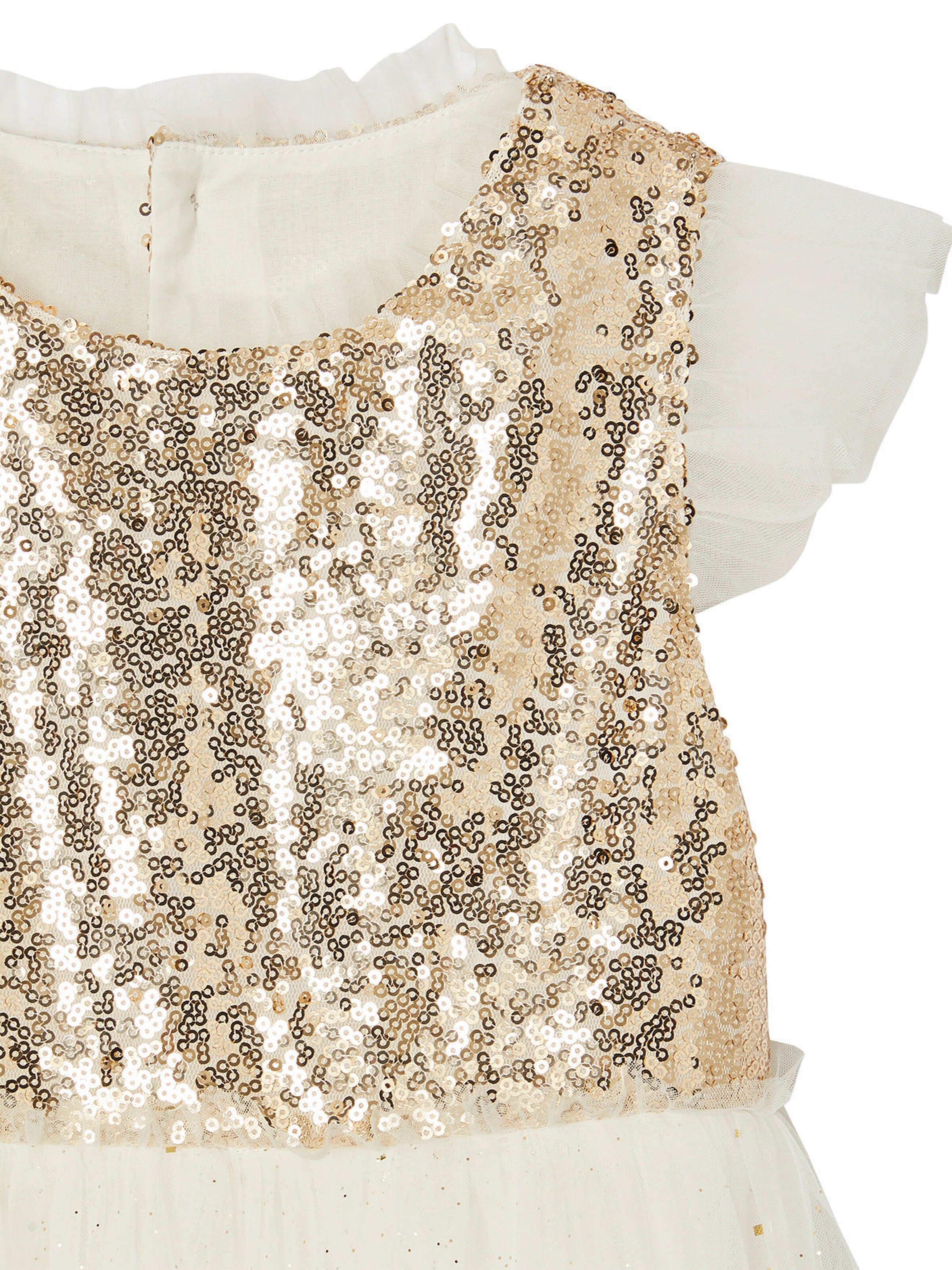 Vertbaudet Mädchen Festkleid mit Pailletten und Glitzertüll gold