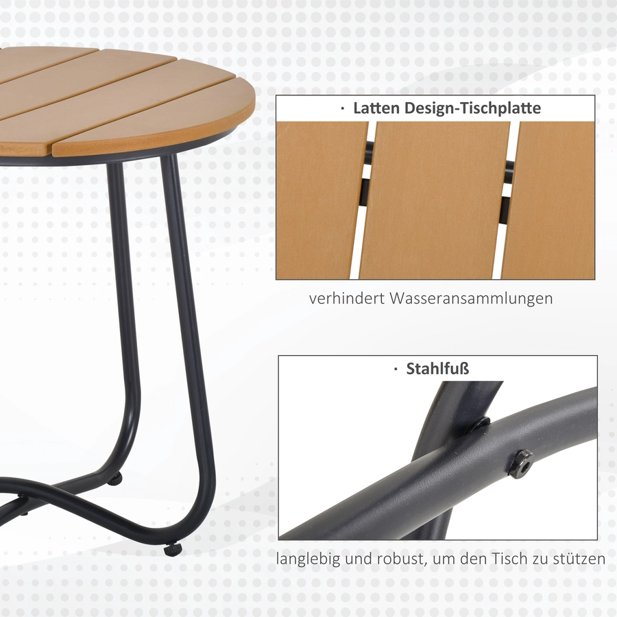 Outsunny Runder Gartentisch in Holzoptik braun