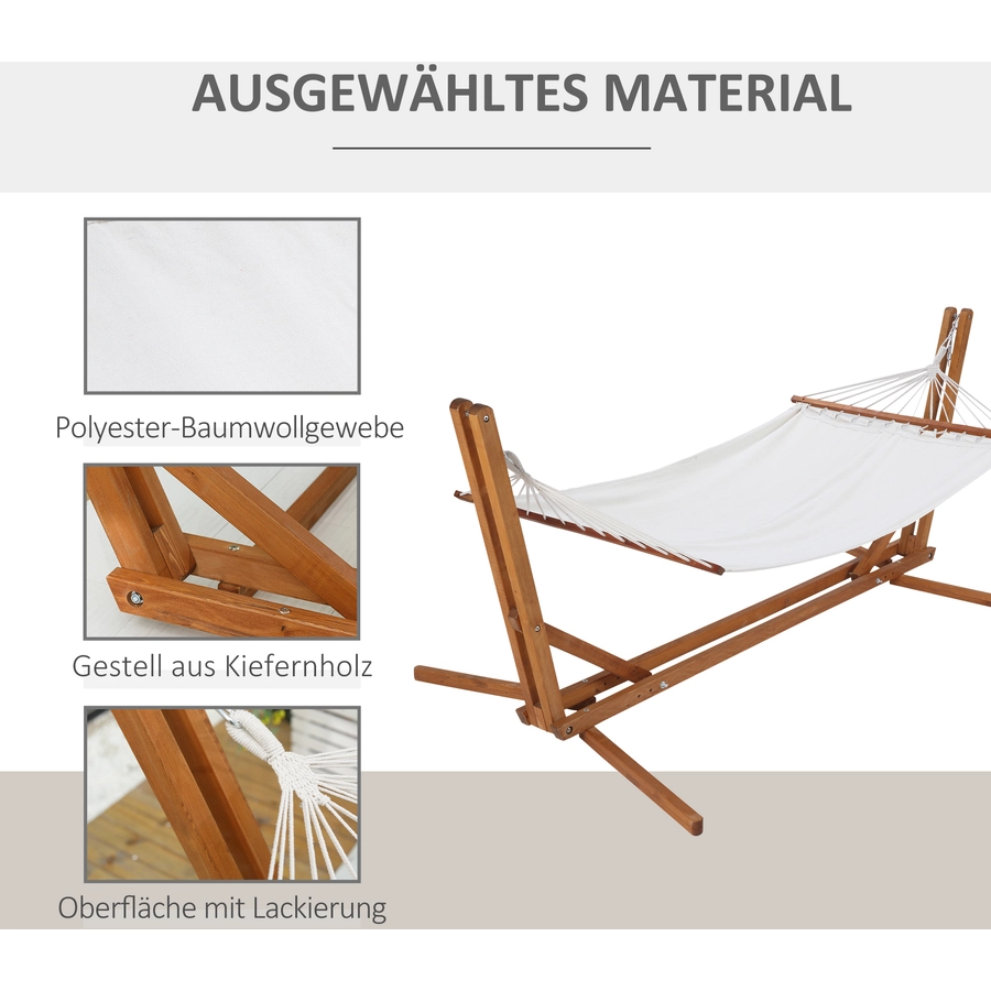 Outsunny Hängematte mit Gestell Cremeweiß