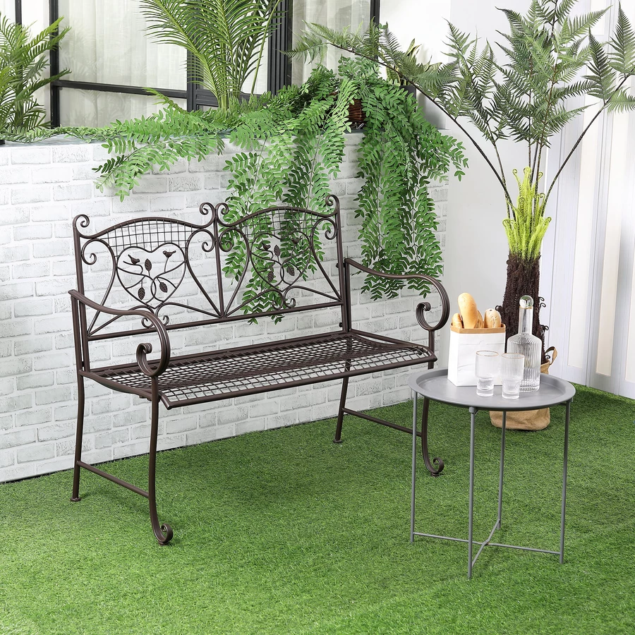 Outsunny Gartenbank mit Rückenlehne braun