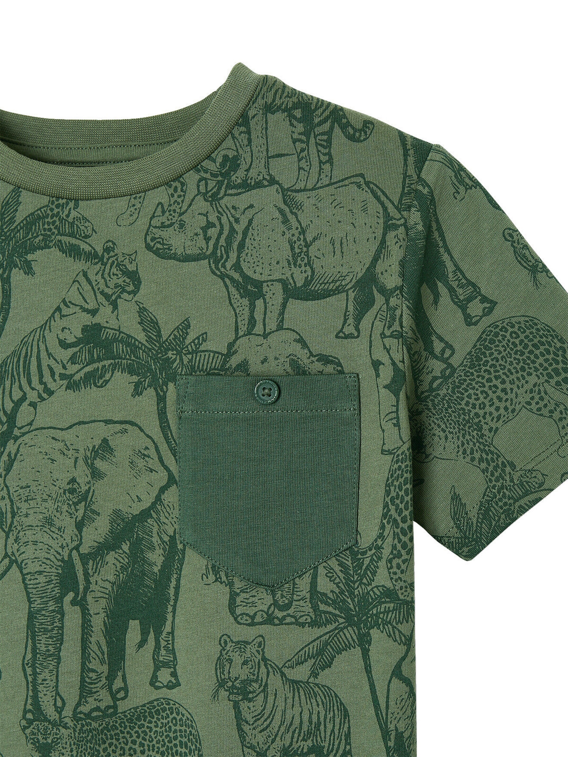 Vertbaudet Jungen T-Shirt, Print und Brusttasche moosgrün