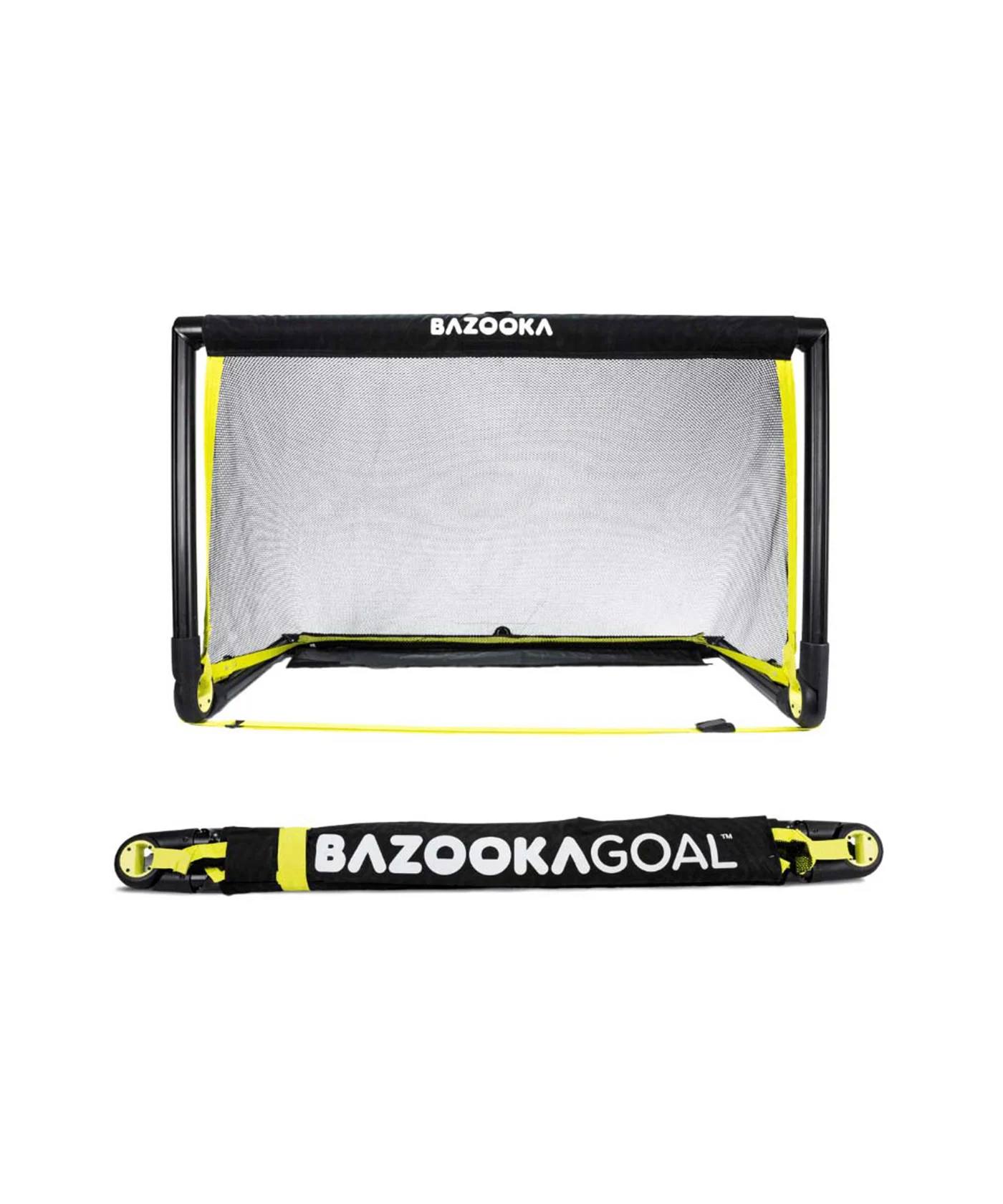 BAZOOKAGOAL Teleskoptor 120x75 cm Schwarz Gelb | Bazooka Tore für Funino Konzept | BG01