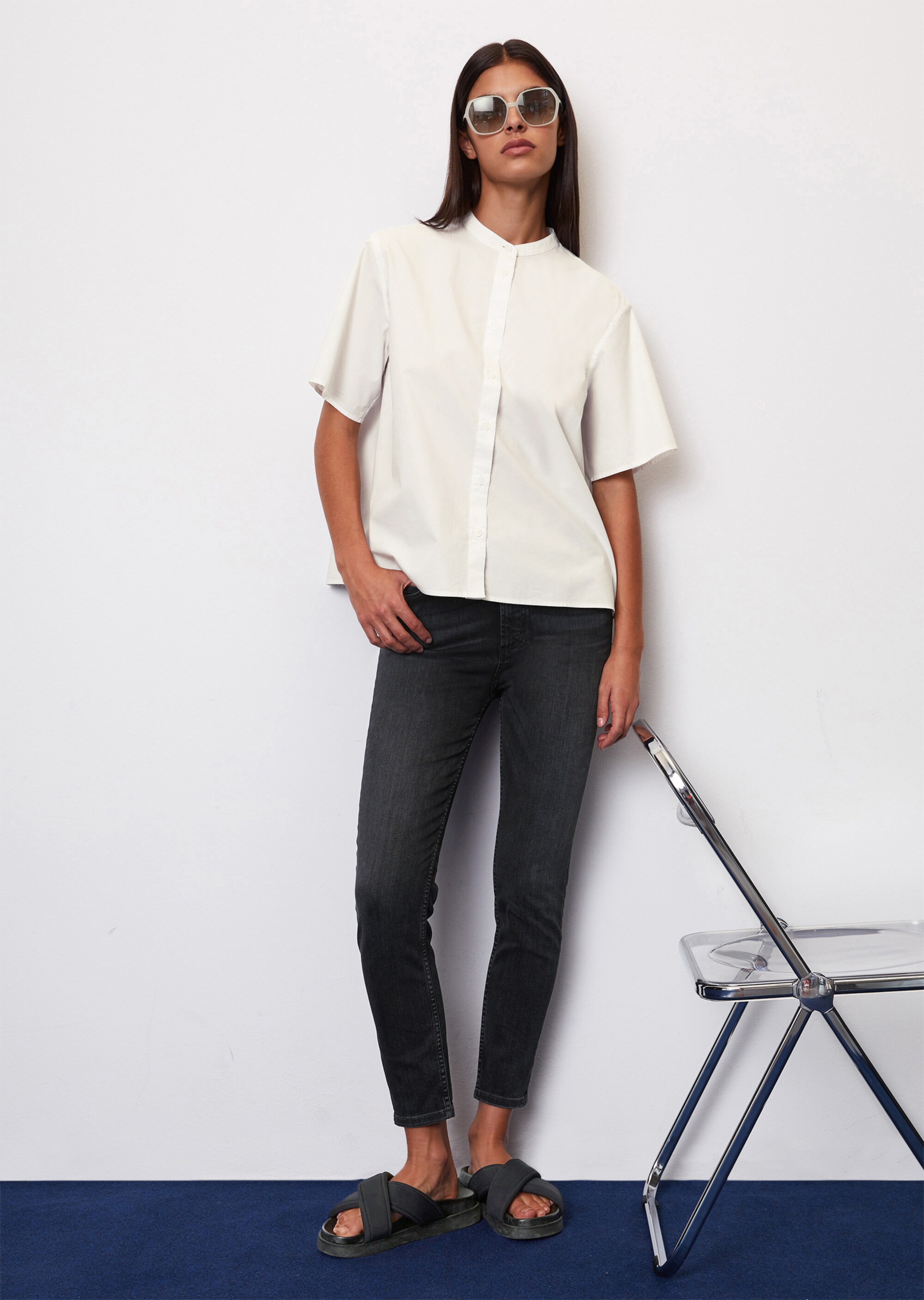 Popeline-Kurzarm-Bluse aus Organic Cotton