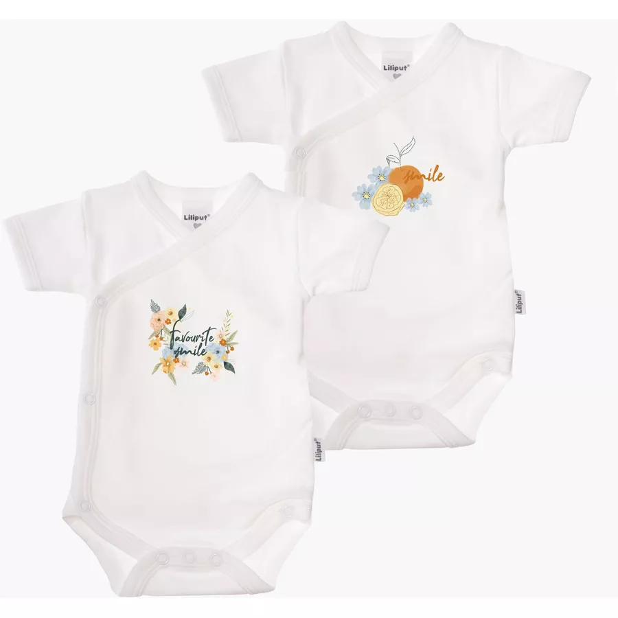 Liliput Kurzarm-Wickelbody 2er Pack smile weiß