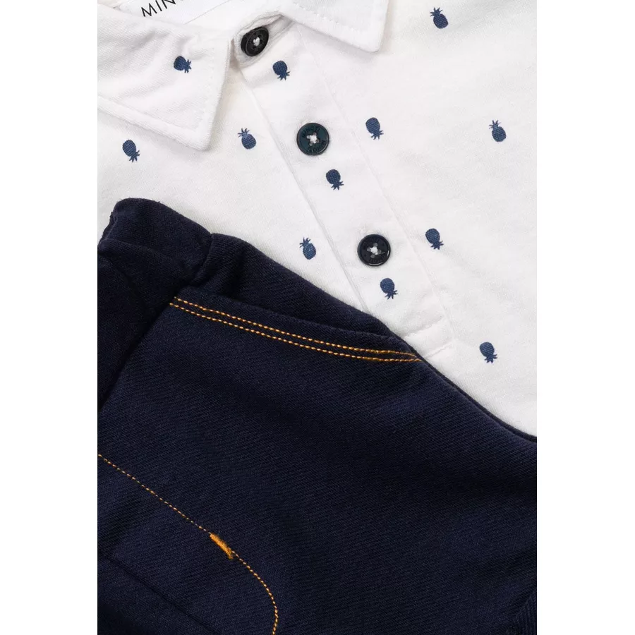 MINOTI T-Shirt und Hose im Set WeißDenim-Dunkelblau