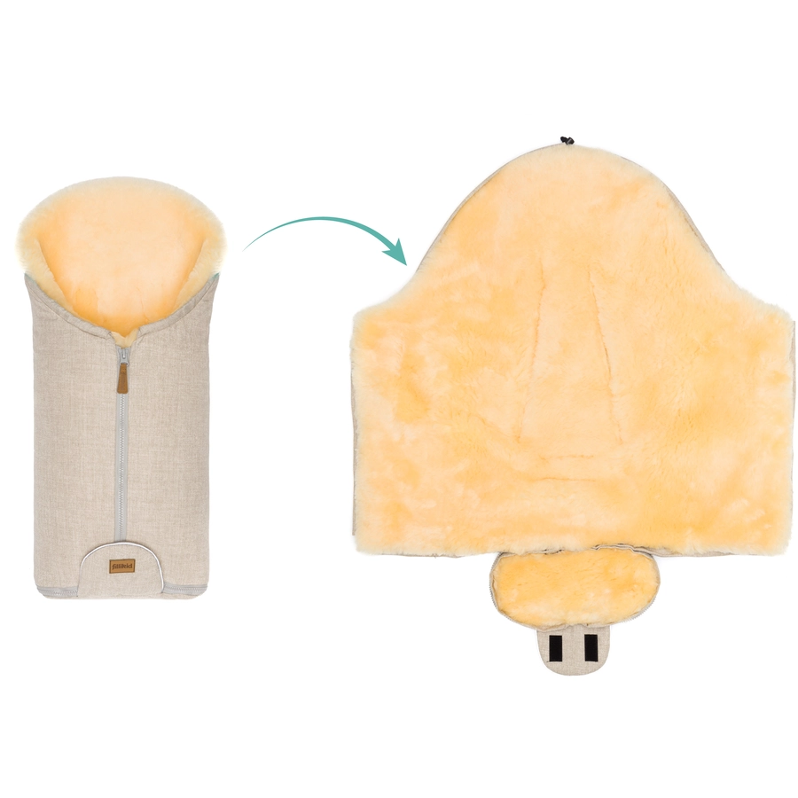 fillikid Winterfußsack Pamir für Babyschale Echtfell Sand Melange