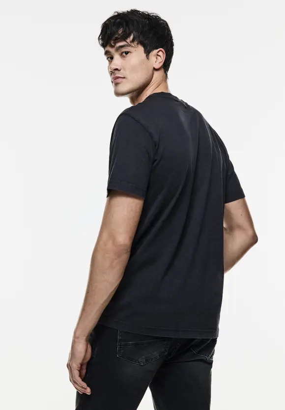 T-Shirt in washed Optik - deep blue