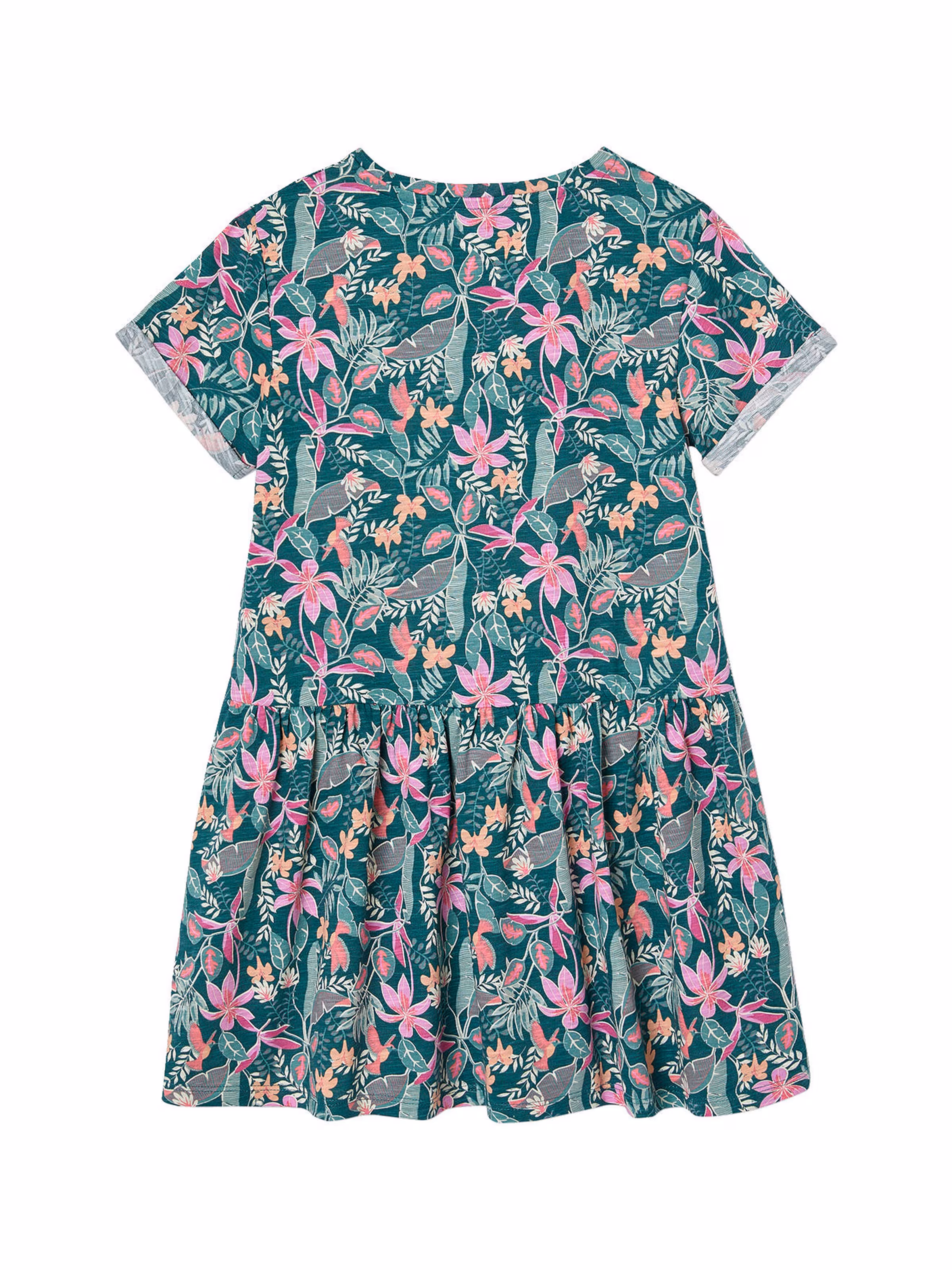 Vertbaudet Mädchen Shirtkleid BASIC grün bedruckt