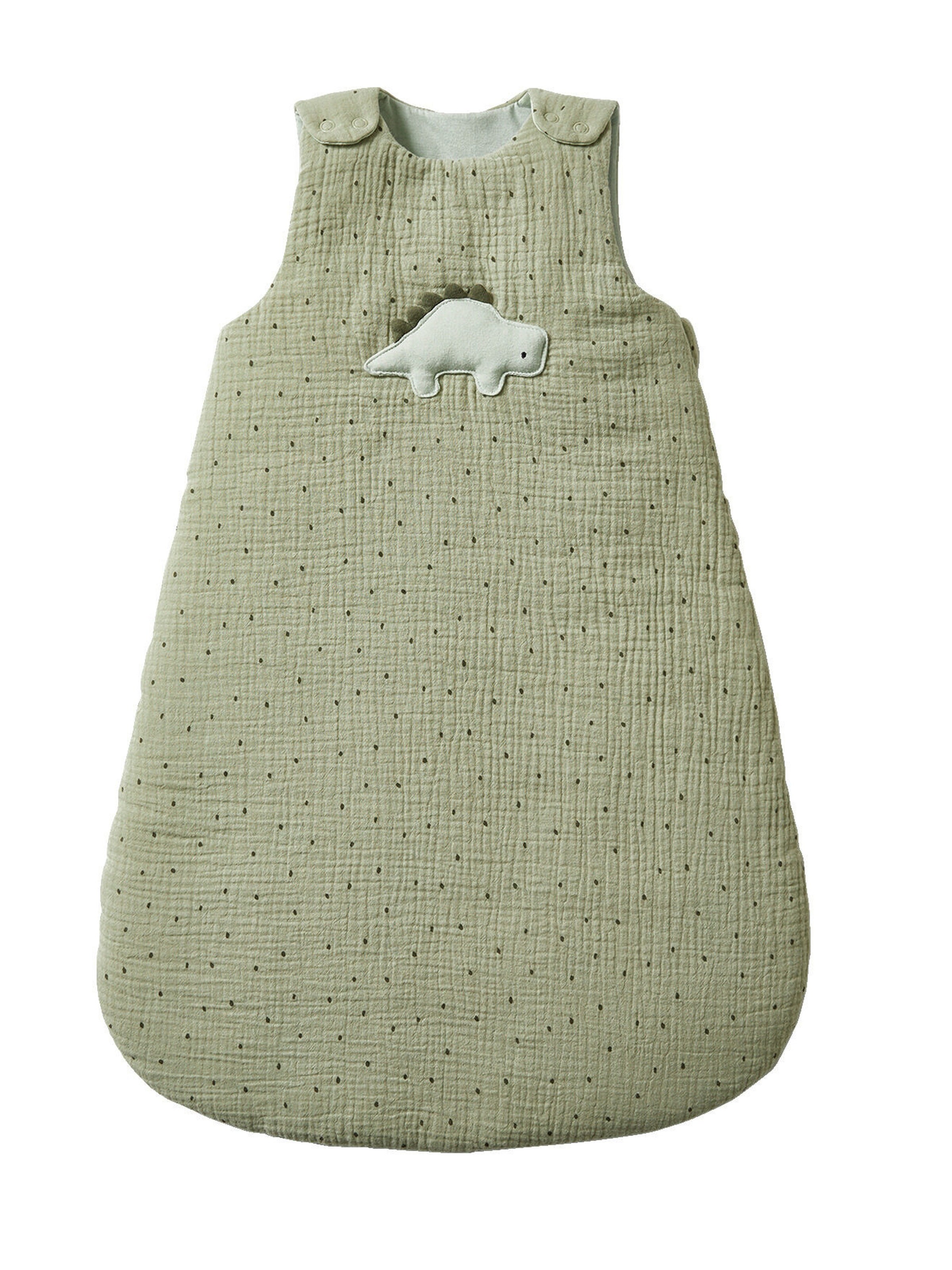 Vertbaudet Ärmelloser Baby Schlafsack KLEINER DINO khaki