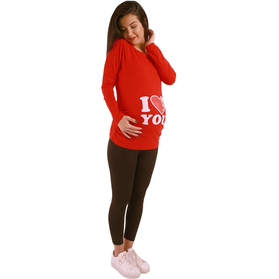 M.M.C. Umstandslangarmshirt I Love You mit Motiv Rot