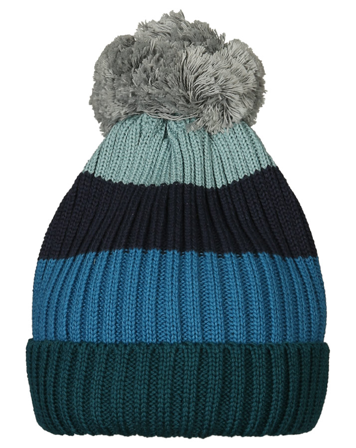 Strick-Wintermütze POMPULA gestreift in deep teal/navy