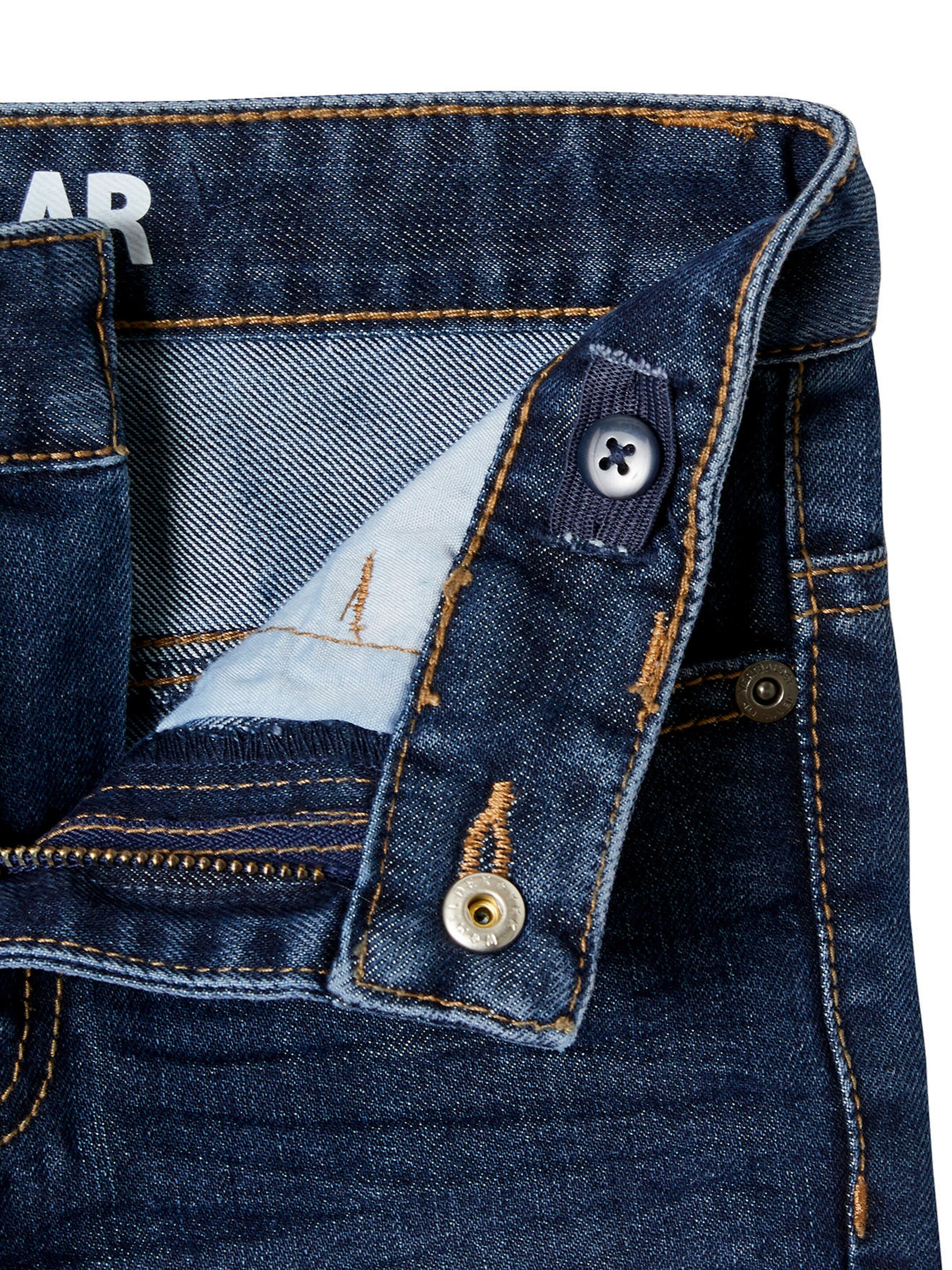Vertbaudet Die UNVERWÜSTLICHE, robuste Jungen Straight-Jeans WATERLESS, Hüftweite REGULAR, Bundweite verstellbar dark blue